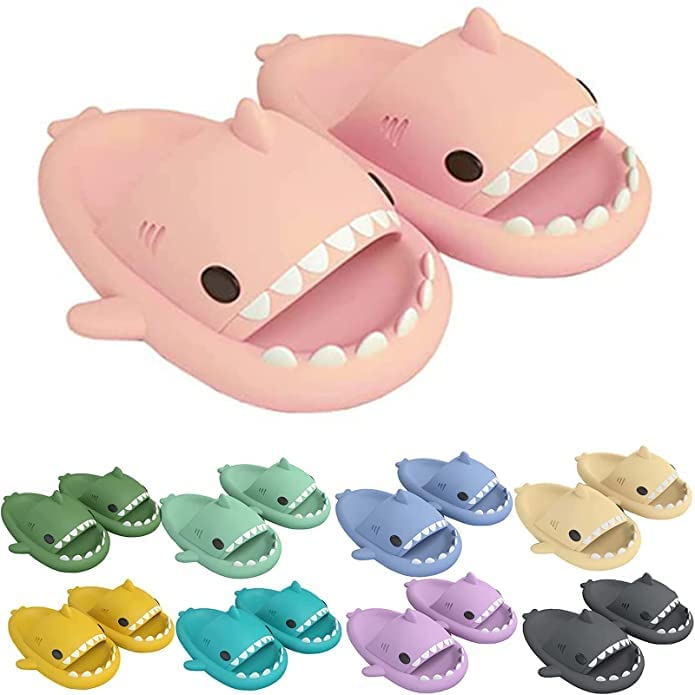 Anti-Slip Shark Slippers for Women & Men - Lightweight Open-Toe Slides with Comfortable Sole - Perfect for Beach, Pool, and Summer Casual Wear
