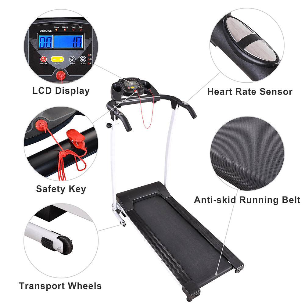 TheLAShop Folding Compact Treadmill - 1100W Motor, Space-Saving Home Exercise Equipment for Running & Walking - Perfect for Small Apartments, Home Gyms & Office Workouts