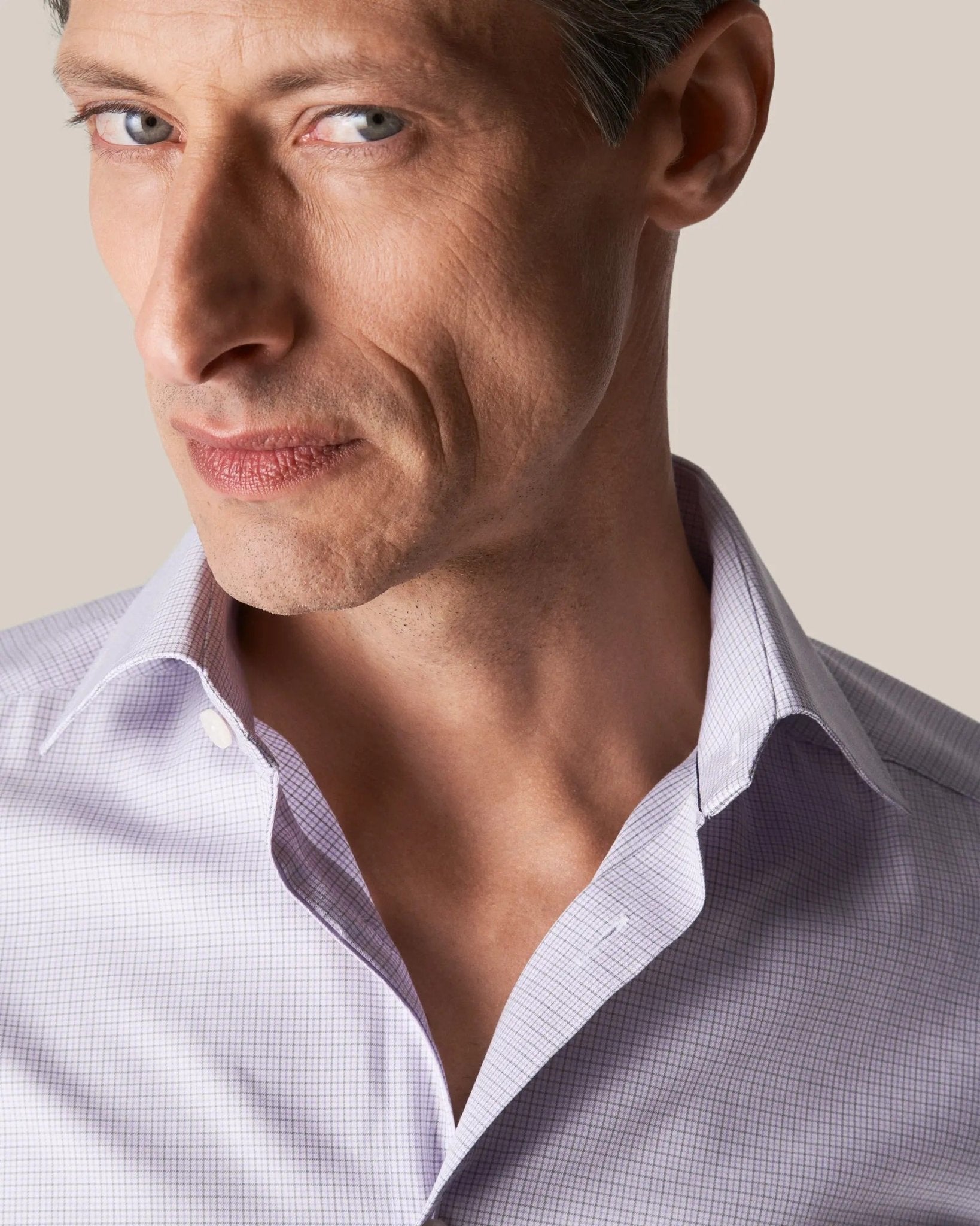 ETON Men's Micro Checked Blended Cotton Casual Shirt in Mid Purple - Perfect for Office, Business Meetings & Smart Casual Outfits