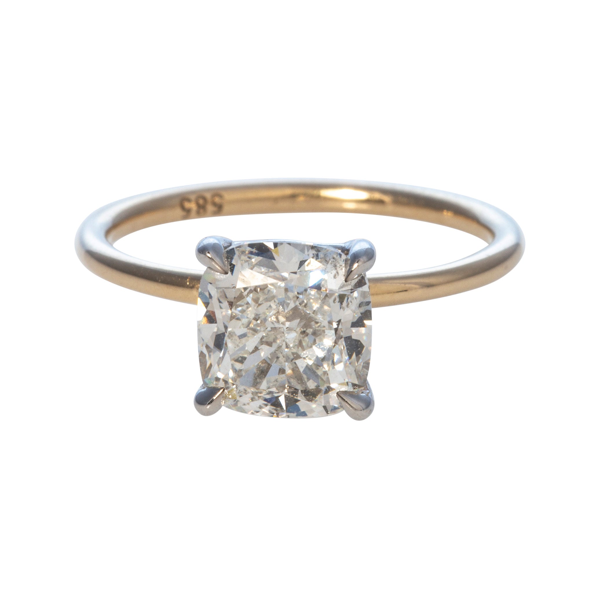 2.5ct I SI2 Cushion Cut Diamond Solitaire Engagement Ring in 14K Gold - Perfect for Proposals, Weddings & Anniversary Gifts