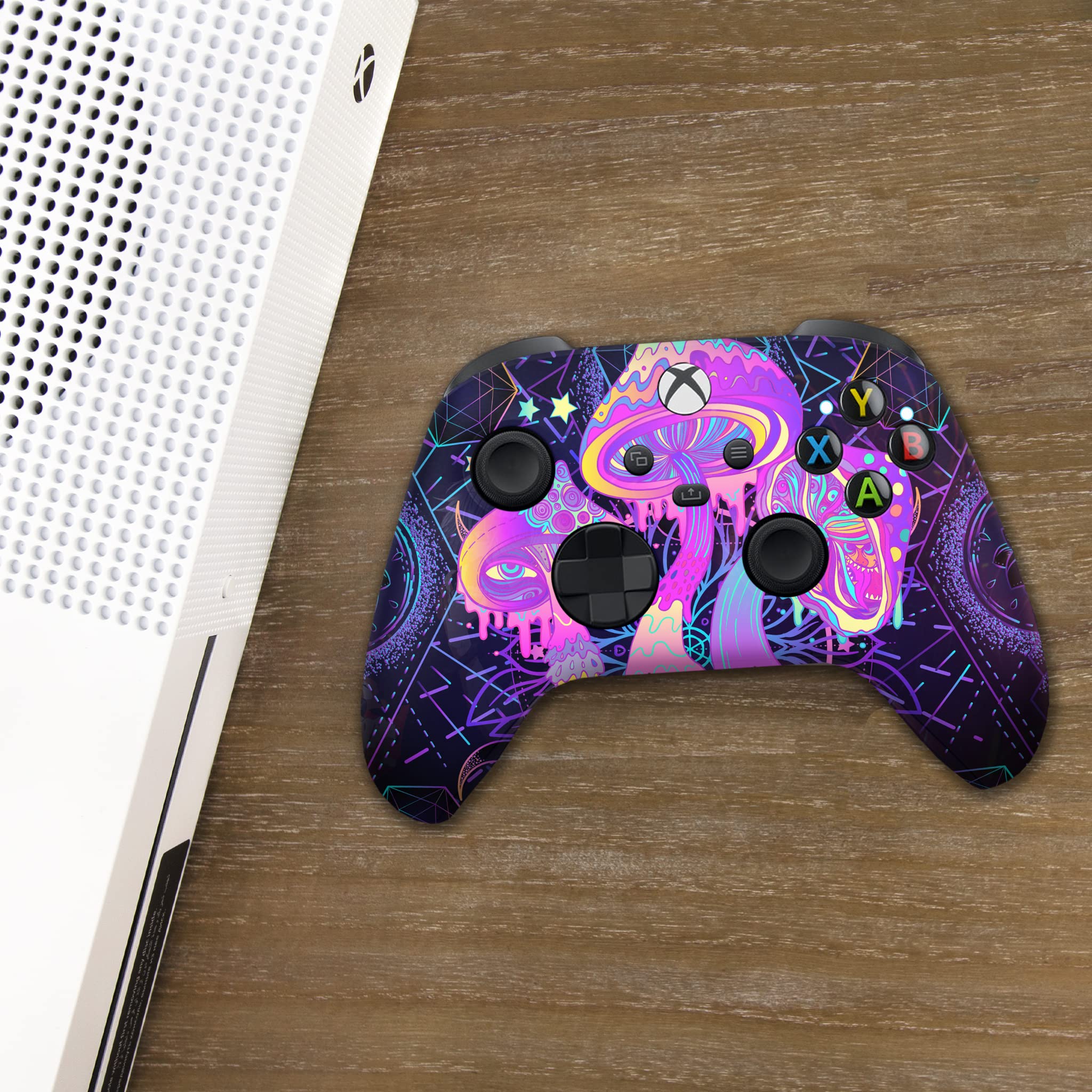 Custom Psychedelic Mushroom Wireless Xbox Controller - Compatible with Xbox One, Series X & S - Water Transfer Printed Design (Not a Skin) - Perfect for Gaming Enthusiasts & Collectors