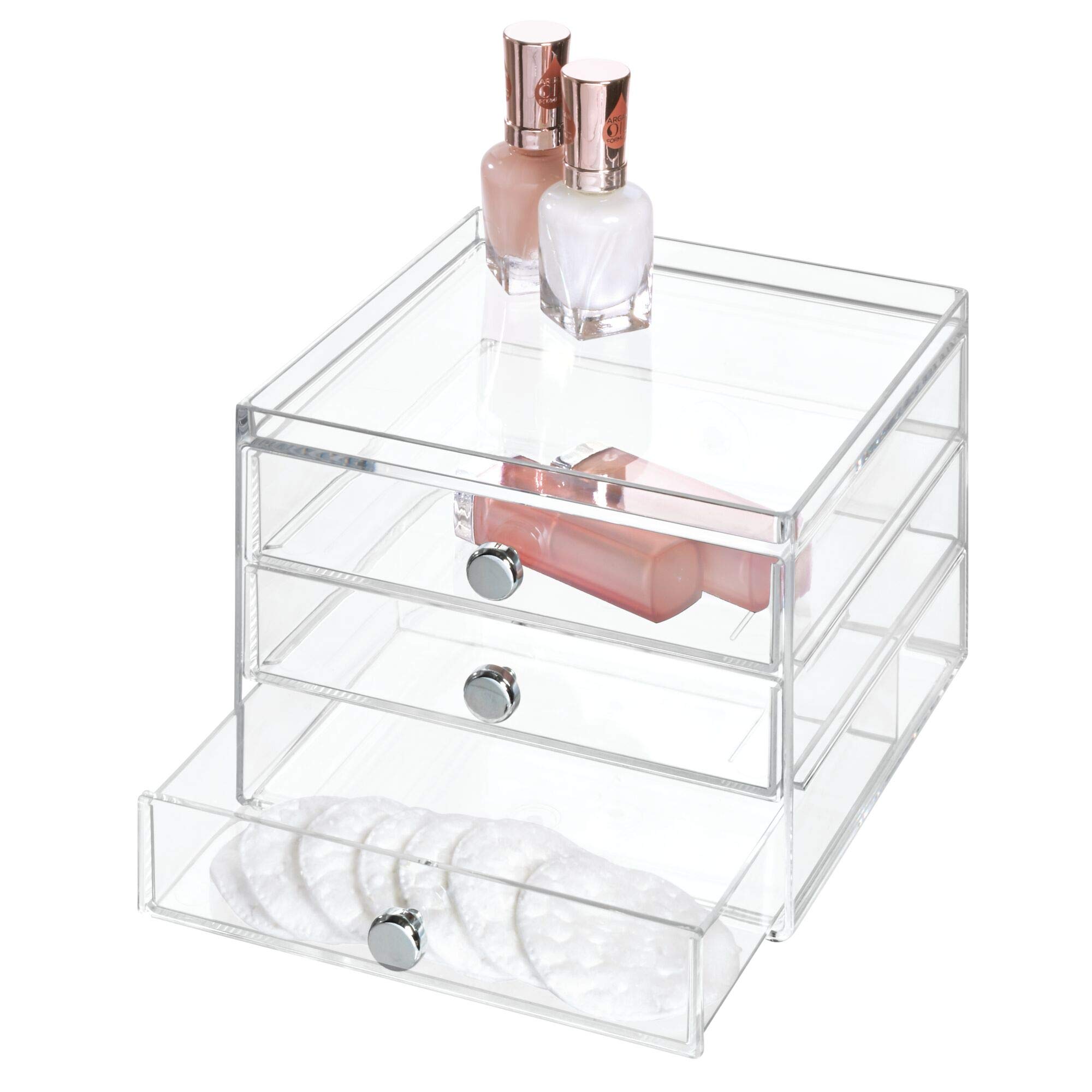 iDesign 3-Tier Plastic Vanity Organizer - Slim Cosmetic Storage Drawers for Makeup, Hair Care & Dental Supplies - Compact Bathroom, Dorm & Desk Organizer (6.5