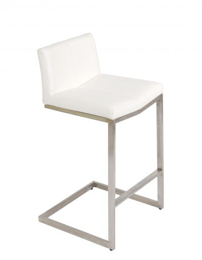 White Cee Stool - Modern & Comfortable Bar Stool for Kitchen, Dining Room & Home Decor - Adjustable Height & Durable Design