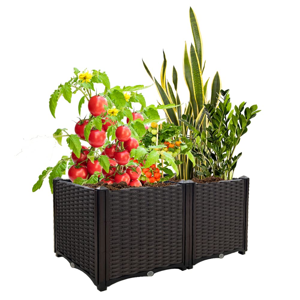 Raised Garden Bed Planter Box for Outdoor Plants - Elevated Planting Box for Flowers, Vegetables, Tomatoes & Herbs - Perfect for Garden, Patio, Balcony & Deck Gardening