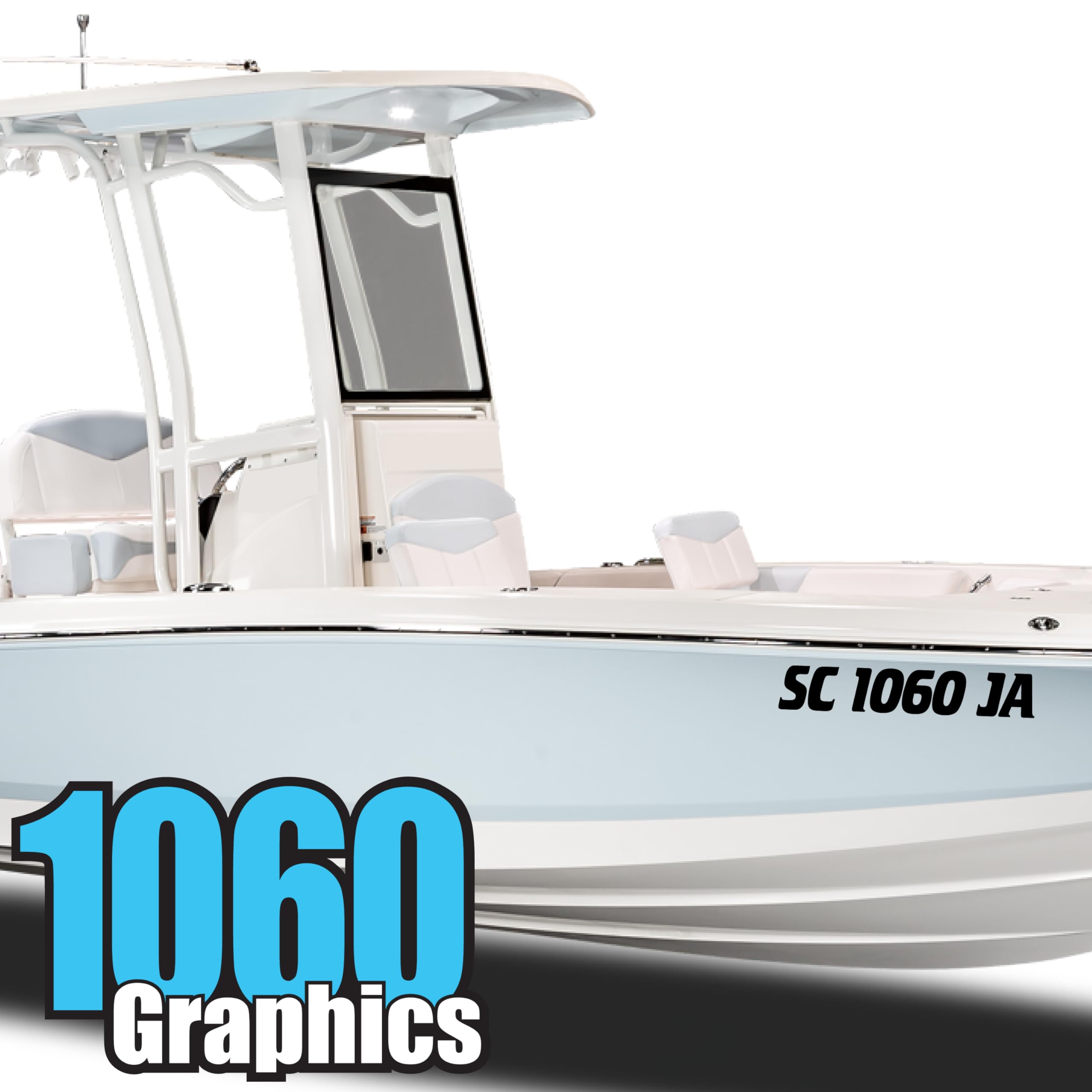 Custom 1060 Graphics Boat Registration Numbers & Letters - 2 Sets of Durable Marine Vinyl Sticker Decals for Boats, Yachts & Watercraft | Perfect for Hull Identification & Personalization