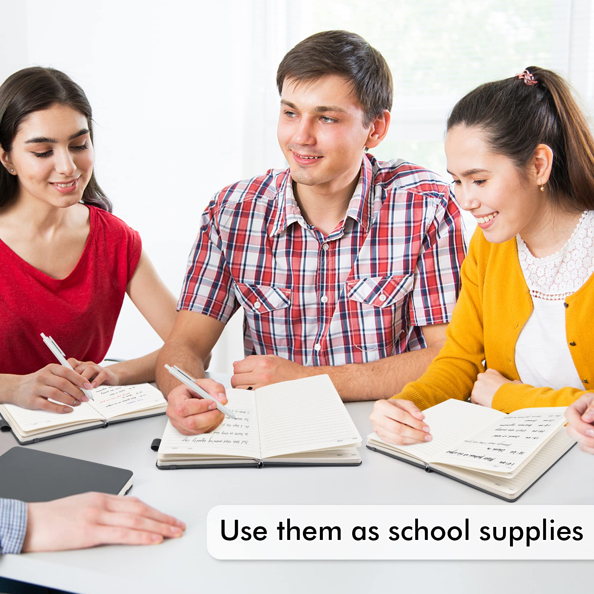 12-Pack A5 Hardcover Notebooks & Journals Set with 12 Black Pens - 120 GSM Ruled Paper, 5.1