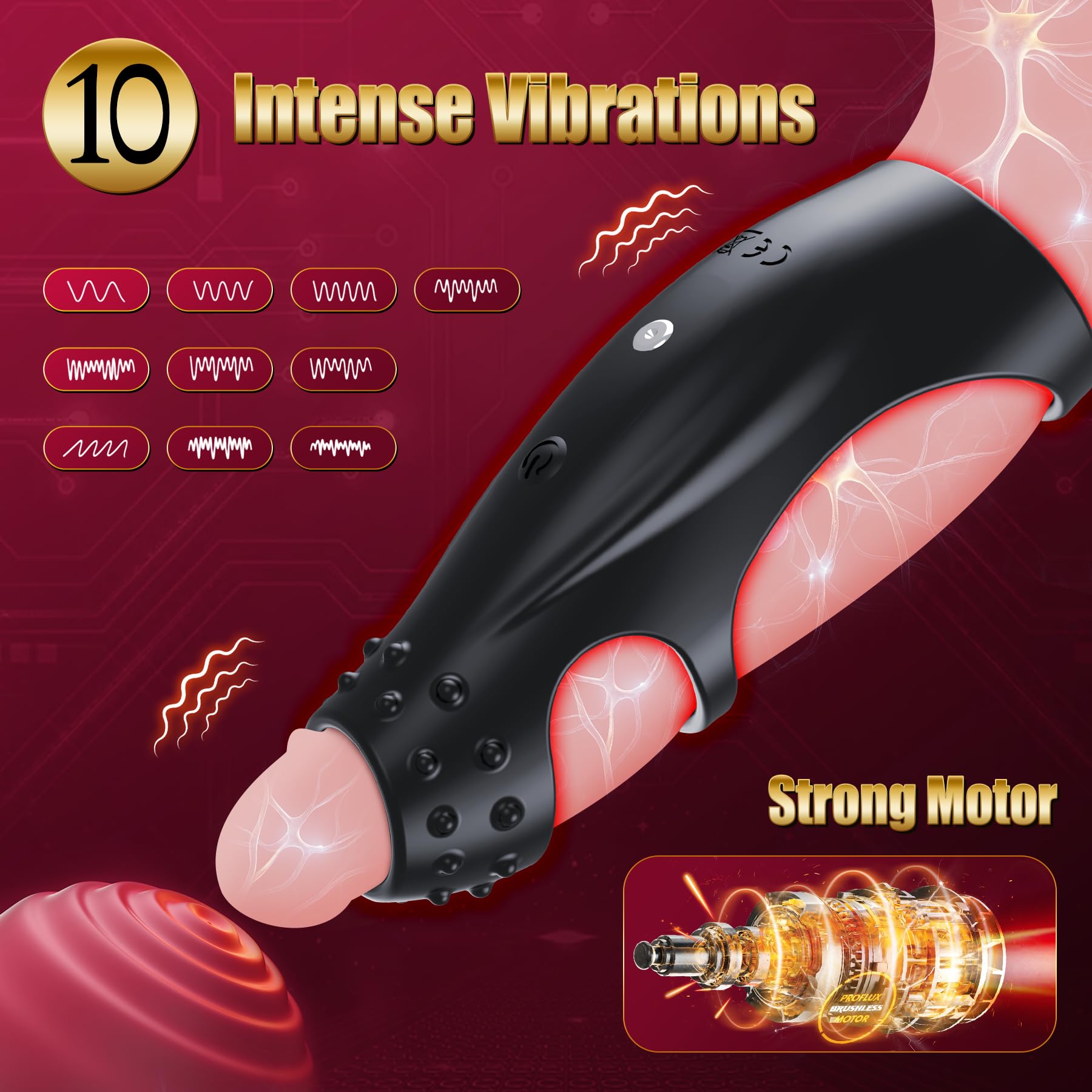 Premium Vibrating Cock Ring - Penis Vibrator & Sleeve Extender for Men | Couples Sex Toy with G-Spot Stimulation | Enhances Erection & Pleasure for Intimate Moments