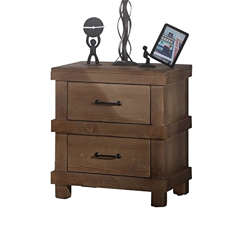 Acme Furniture Adams Wood Nightstand in Antique Oak - Solid Wood Bedside Table with Drawer for Bedroom, Living Room & Guest Room