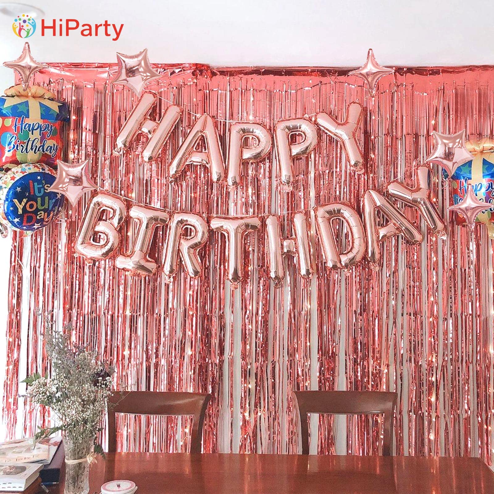 24pcs 3D Mylar Foil Happy Birthday Balloons with 6pcs Star Balloons - Rose Gold Birthday Party Decorations for Kids, Girls, Women & Adults | Perfect for Birthday Parties, Baby Showers & Anniversary Celebrations