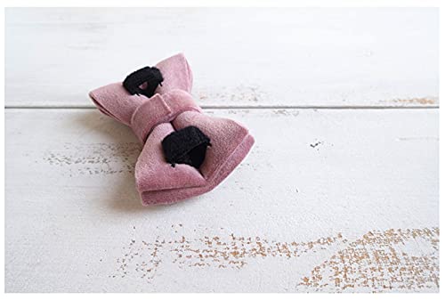 Custom Personalized Cat Collar - Adjustable Velvet Kitten Collar with Bell & Bow Tie - Engraved Nameplate for Small Dogs & Puppies (Size S 16-26cm, Pink) - Perfect for Pet Parties, Photo Shoots & Daily Walks