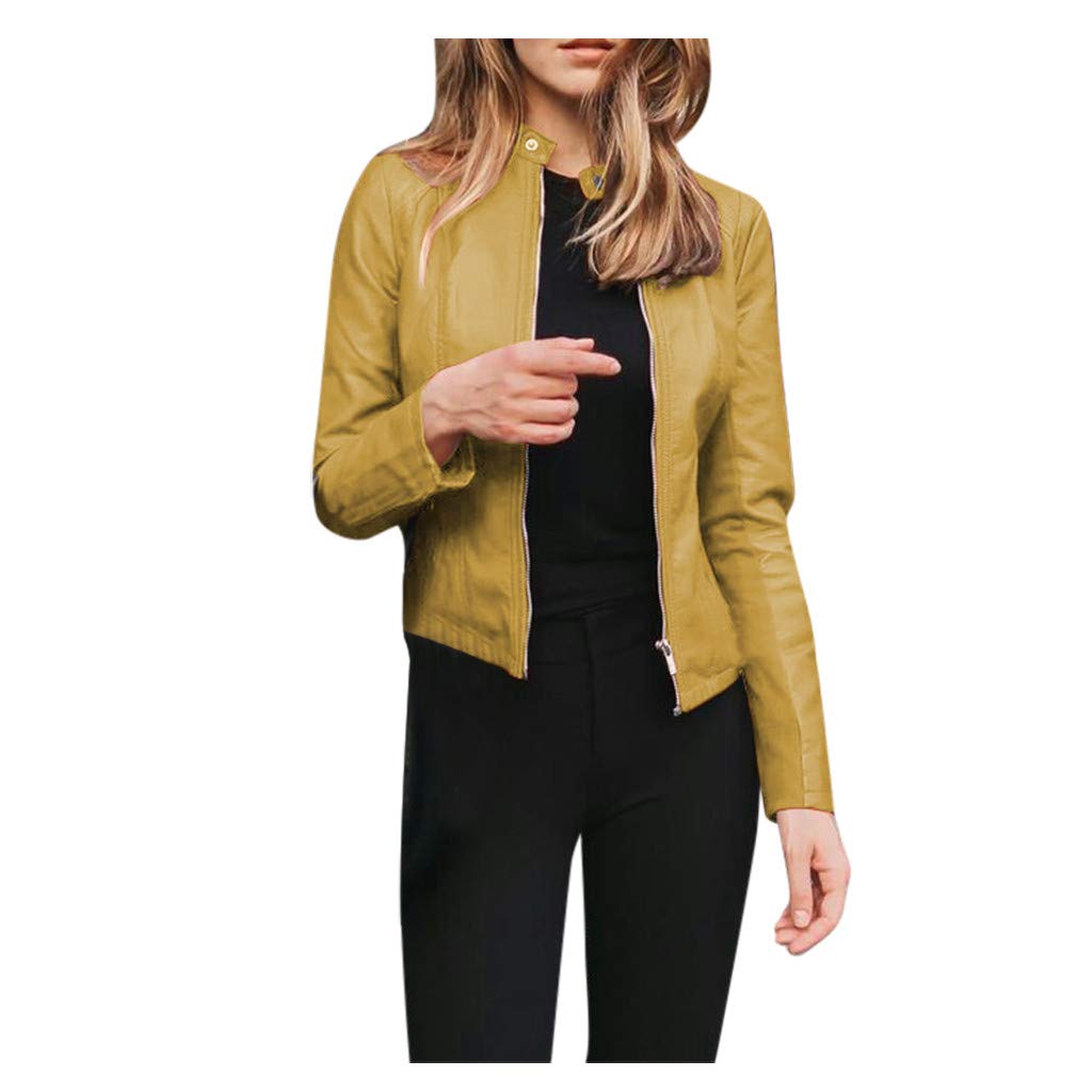 ZSBAYU Women's Cropped Faux Leather Motorcycle Jacket - Punk Style Lapel Coat with Zipper & Long Sleeves | Perfect for Biker Outfits, Night Out, and Streetwear Fashion