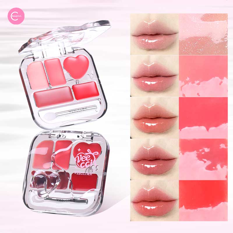 VEECCI Customizable Lip Gloss Palette - 12 Colors Vegan & Cruelty-Free Makeup Kit for Professional Artists & DIY Beauty - Perfect for Bridal, Party & Photo Shoot Makeup