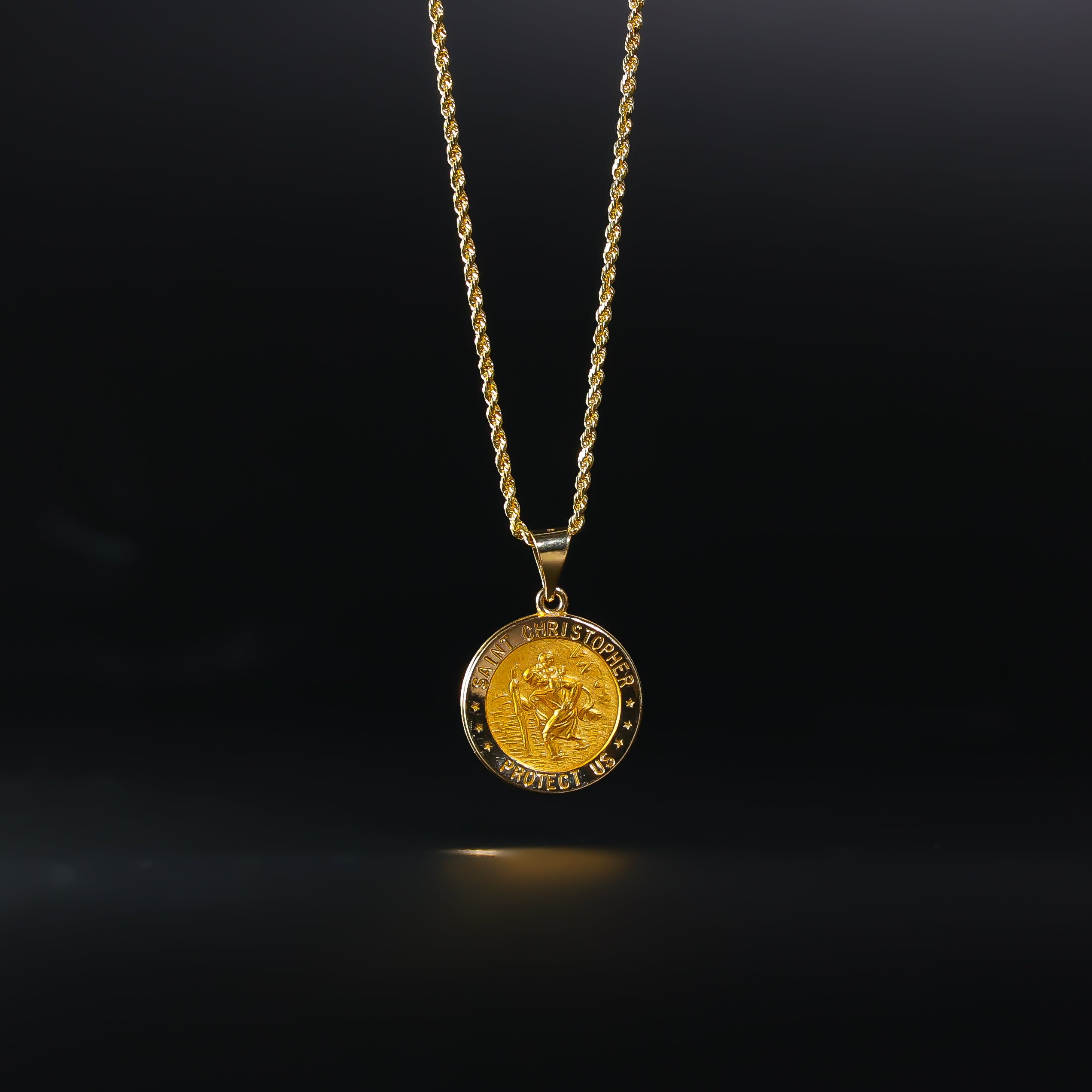 Gold Large Saint Christopher Hollow Medal Pendant Model 1240 - Religious Necklace for Men & Women - Perfect for Travel Protection, Baptism Gifts & Everyday Faith Jewelry