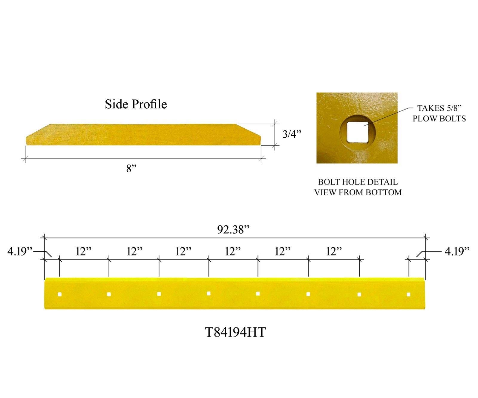 High-Quality Heat Treated Reversible Bolt-On Cutting Edge - Compatible with John Deere Backhoe Models (T84194) - Perfect for Construction, Landscaping & Agricultural Work
