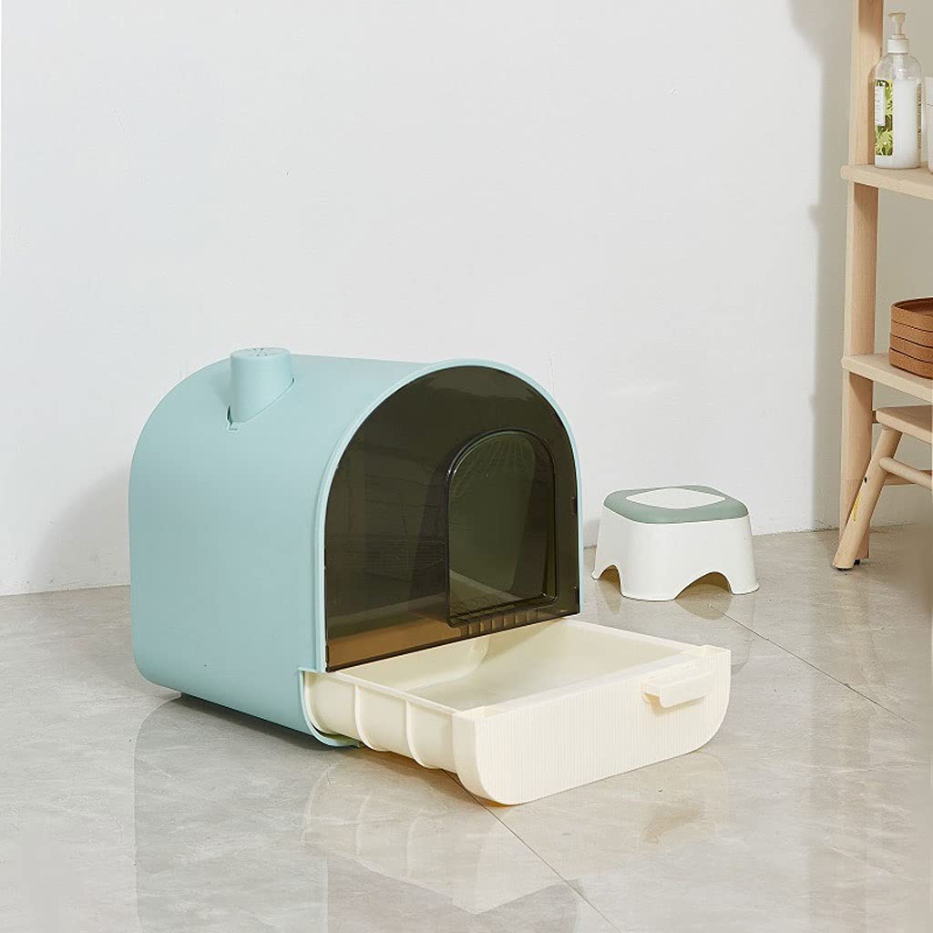 Enclosed Cat Litter Box with Drawer - Large Round Clamshell Design for Easy Cleaning, Odor Control & Privacy (Purple) - Perfect for Small Spaces & Multi-Cat Homes