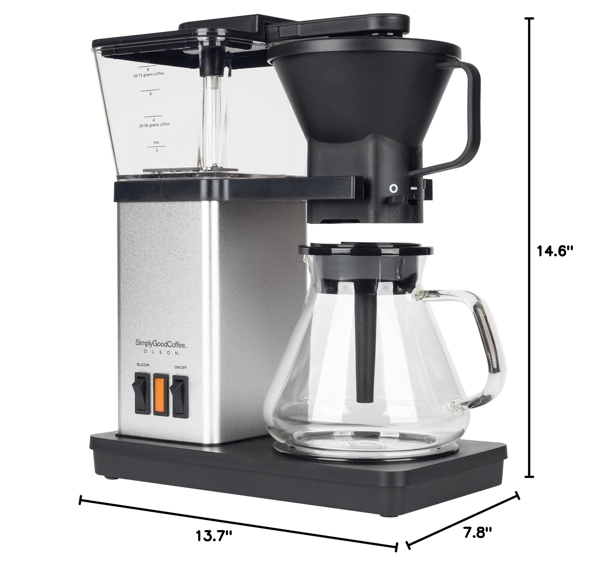 **SimplyGoodCoffee 8-Cup Automatic Drip Coffee Maker – Stainless Steel Pour Over Brewer with Gold Cup Standard – Easy to Use & Durable for Home, Office, or Travel**