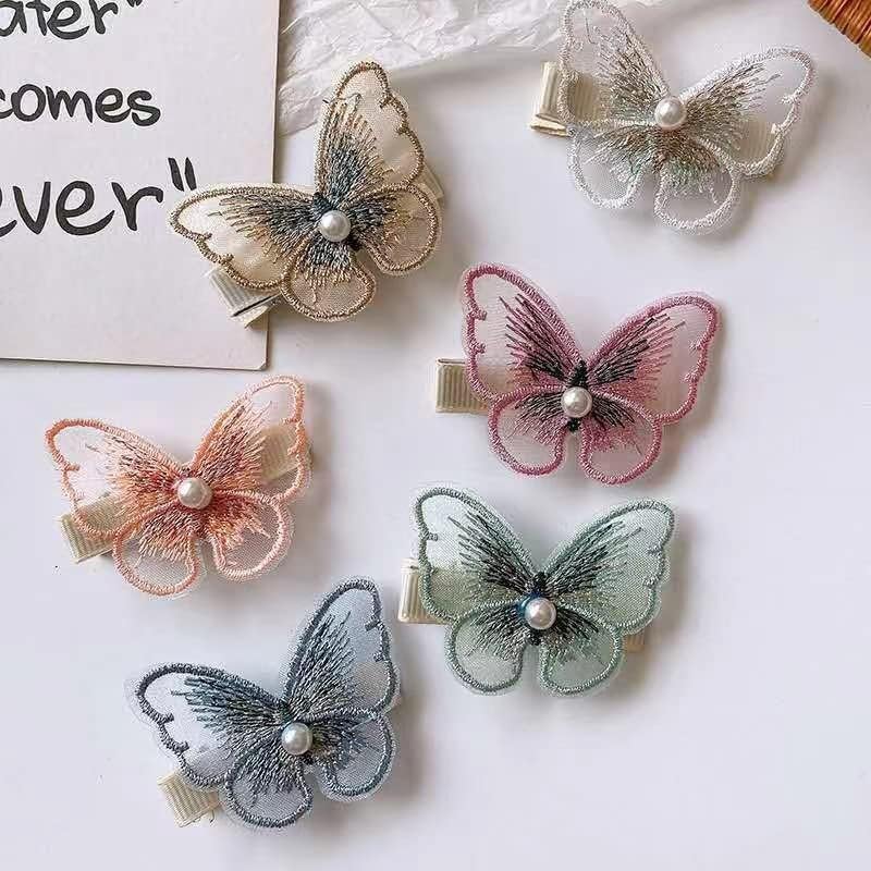 6PCS Butterfly Hair Clips Set - Cute Embroidered Barrettes for Girls, Women & Teens | DIY Craft Hair Accessories for School, Parties & Everyday Styling