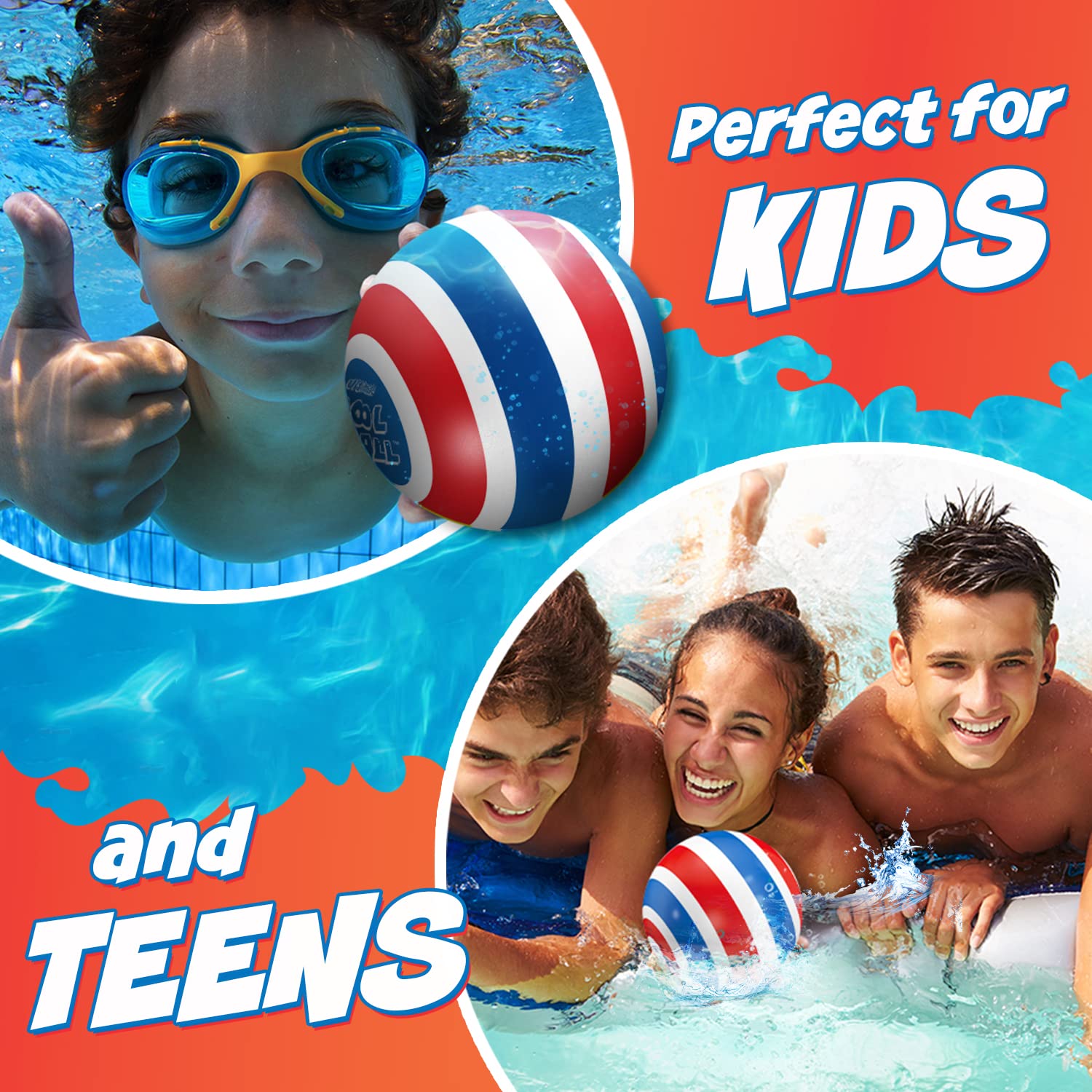 **Water-Filled Pool Balls for Kids - Fun Underwater Games & Swimming Pool Toys for Ages 6-12 - Best Summer Beach Toys for Boys & Girls - Perfect Gift for Birthdays & Outdoor Water Play**