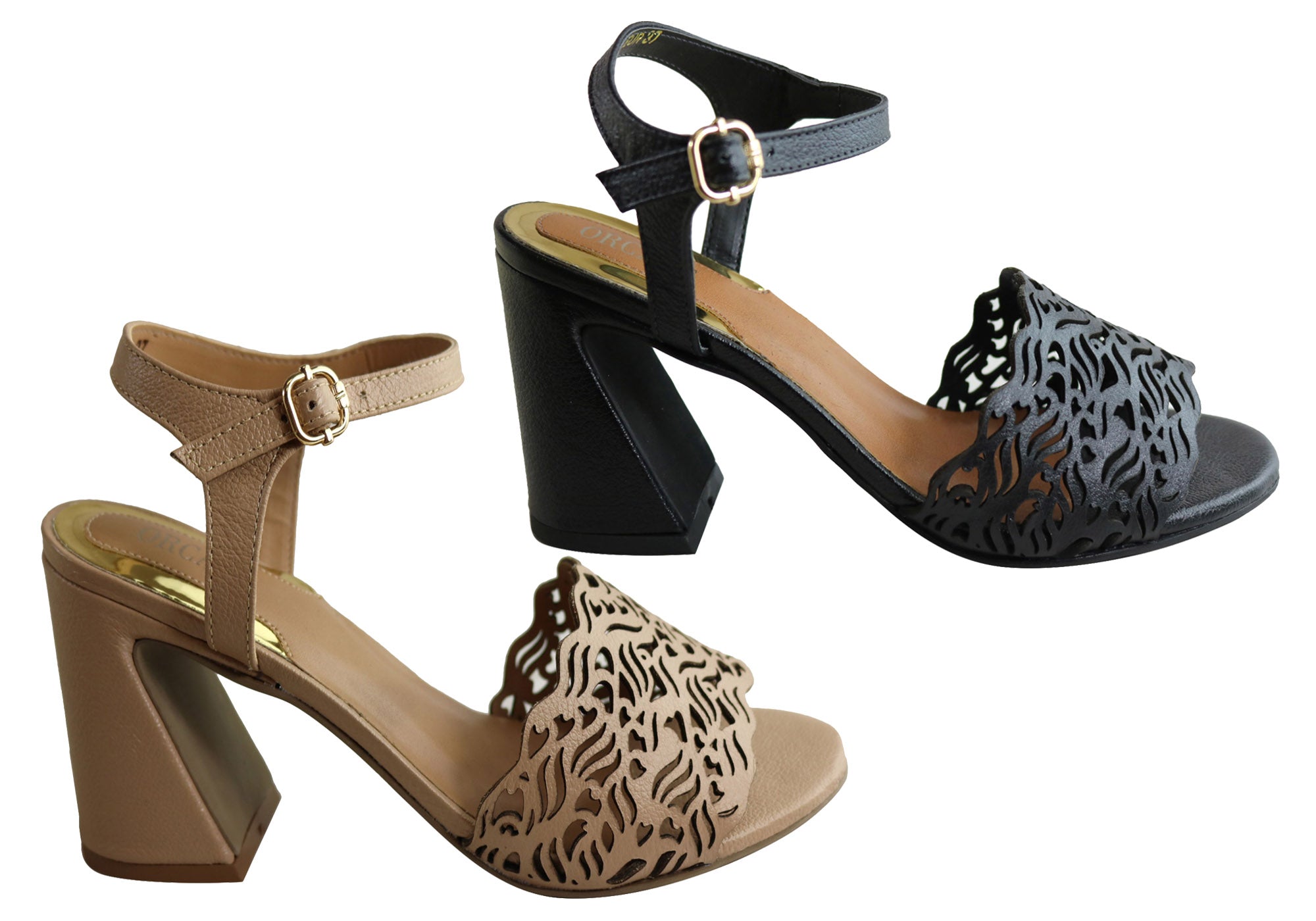 Orcade Mena Women's Fashion Leather High Heel Sandals - Made in Brazil - Perfect for Parties, Weddings & Evening Events