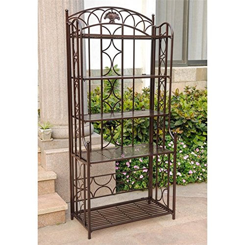 5-Tier Iron Bakers Rack for Kitchen - Indoor/Outdoor Storage Shelf for Baking Supplies, Spices & Cookware - Perfect for Home, Restaurant & Patio Organization