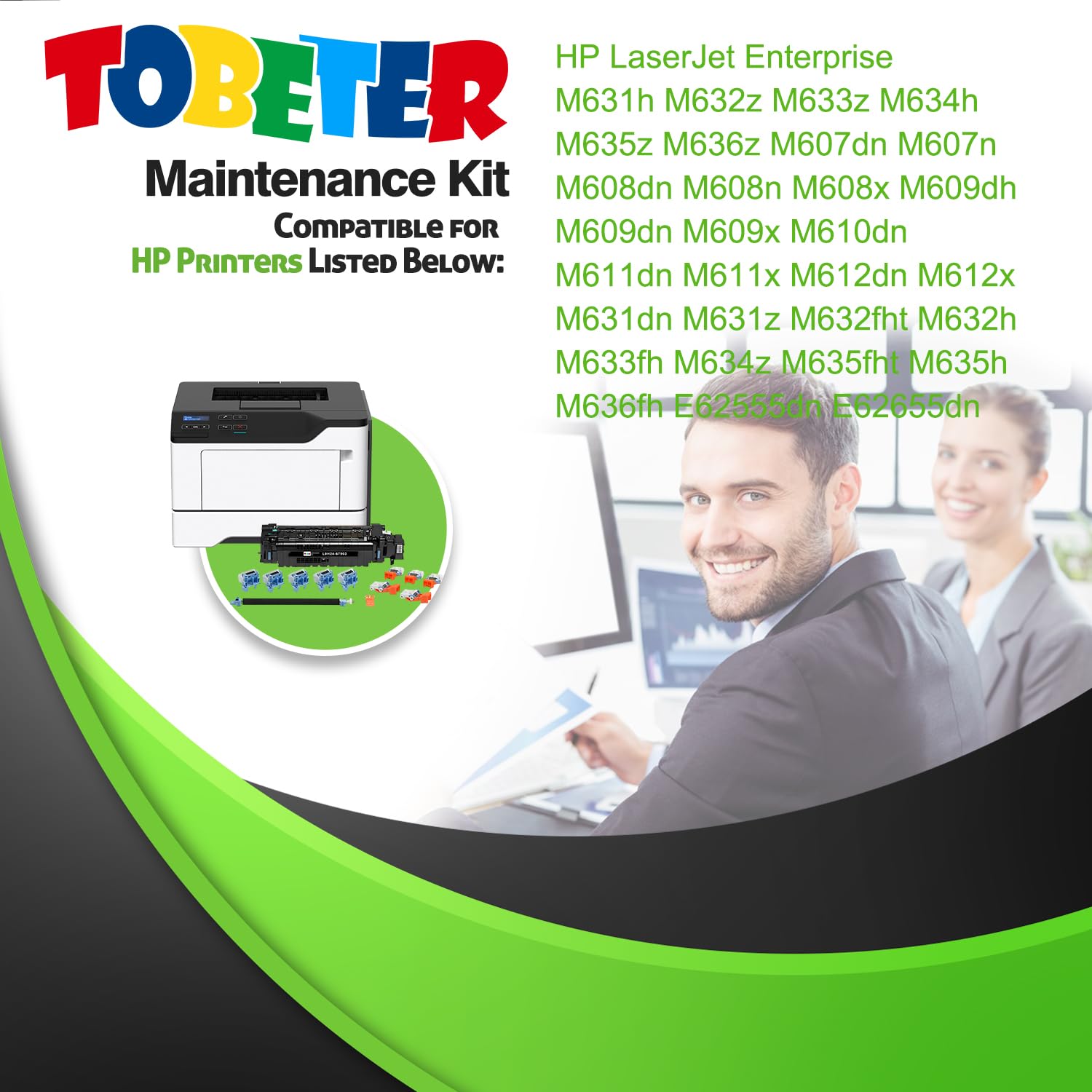 ToBeter Compatible L0H24A Fuser Replacement Kit for HP LaserJet M607 M608 M609 M631 M632 M633 Printers - Includes RM2-1256 Fuser & 5 Sets of J8J70-67904 (110V) - Perfect for Office & Home Printer Maintenance