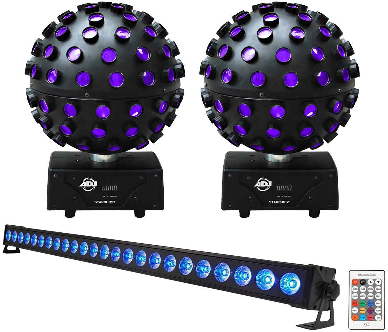 (2 Pack) American DJ ADJ Starburst LED Shooting Beam Lights with Rechargeable Light Bar - Perfect for DJ Shows, Nightclubs, and Stage Performances