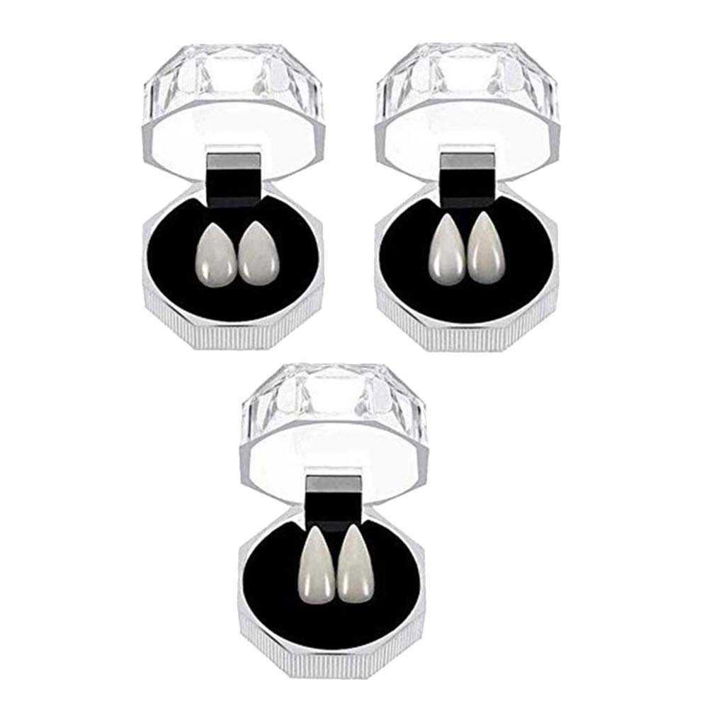 3 Pairs Halloween Vampire Zombie Werewolf Fake Teeth - White Fangs for Cosplay, Costume Party & Halloween Decorations | Perfect for Scary Movie Nights, Trick or Treat & Spooky Events