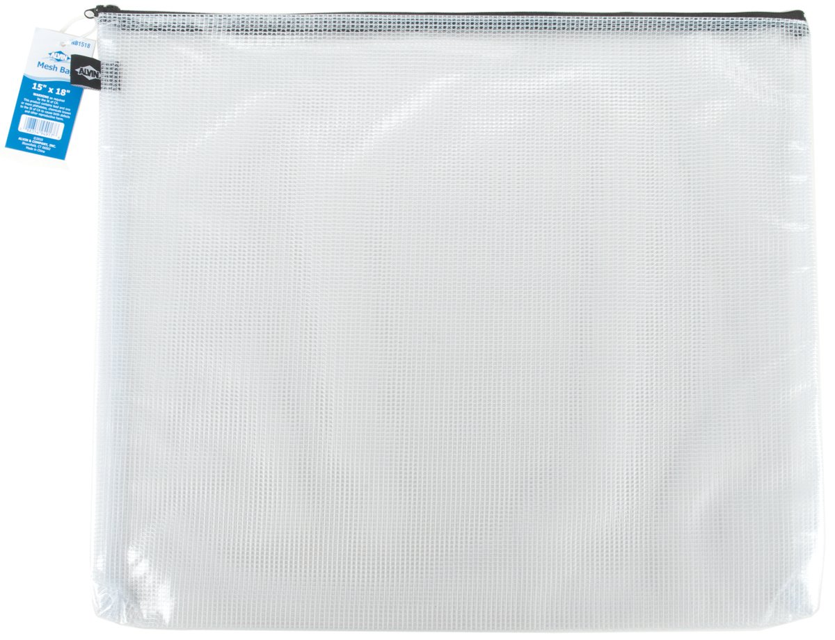 ALVIN NB1518 Clear PVC Mesh Zipper Storage Bag - 15x18 Inch Multi-Purpose Organizer for Needlework, Art Supplies, Travel & Home Organization | Perfect for Craft Projects, Office Supplies & On-the-Go Essentials