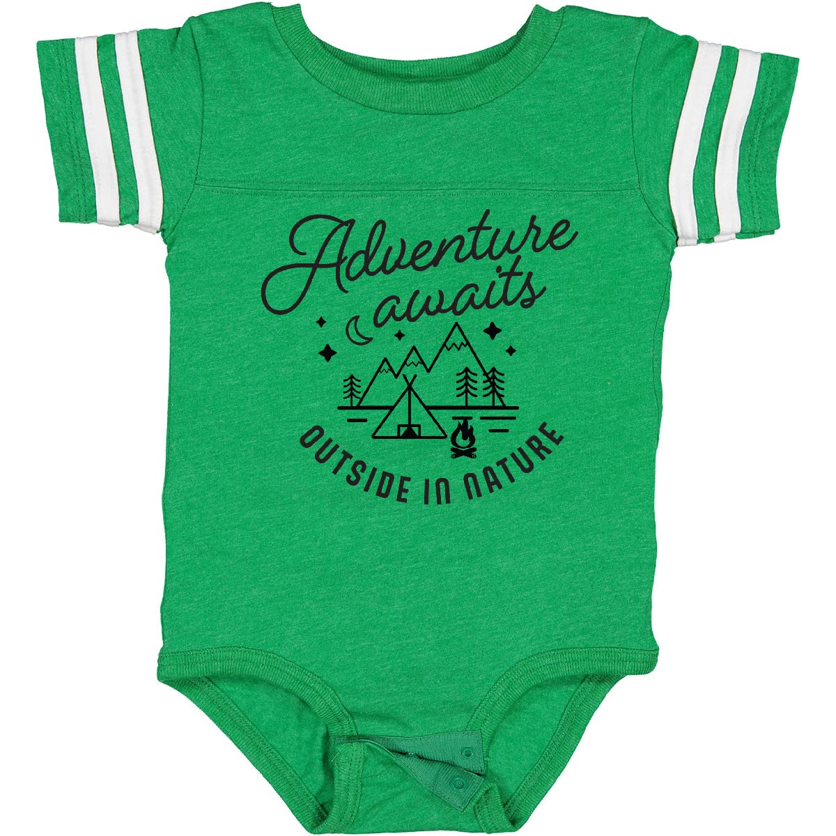 Inktastic Adventure Awaits Outside in Nature with Tent and Baby Bodysuit - Cute Camping Outfit for Infants, Perfect for Family Outdoor Trips & Nature Photography