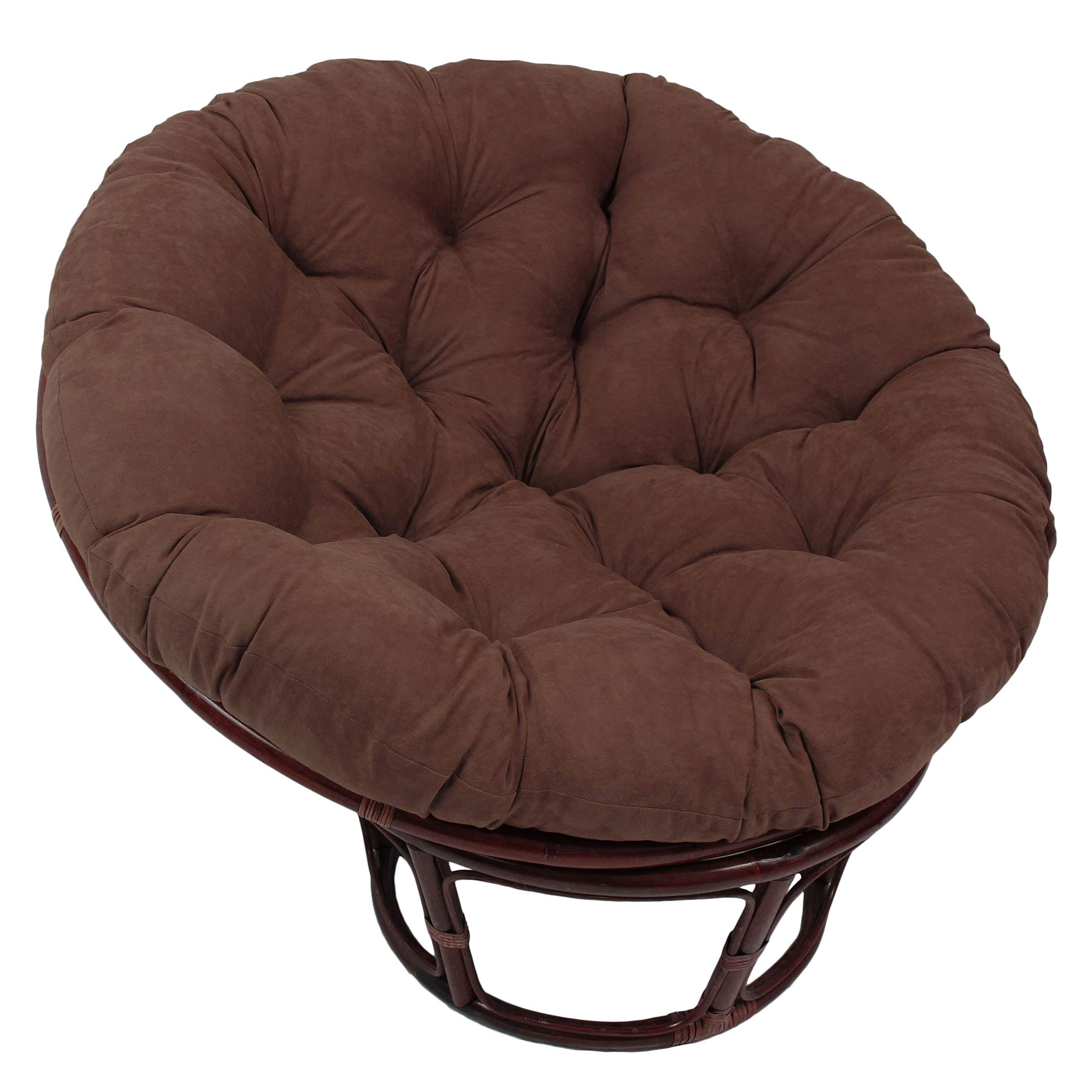 52 Inch Chocolate Brown Papasan Cushion - Oversized Round Tufted Chair Pad, Plush Microsuede Polyester Floor Pillow for Indoor Lounge, Reading Nook & Cozy Living Room Decor