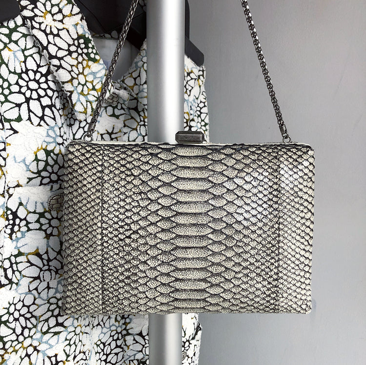 Chanel 2016 Fall Runway Limited Edition Python Leather Kiss Lock Clutch Bag - Luxury Evening Party & Special Occasion Accessory
