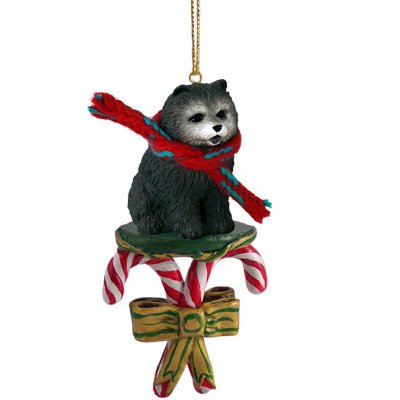 Blue Chow Candy Cane Ornament - Christmas Tree Decoration for Home, Office & Holiday Party Decor - Perfect for Gifts & Festive Celebrations