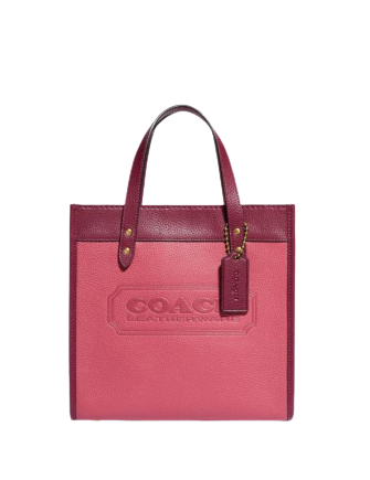 Coach Field Tote 22 - Colorblock Leather Shoulder Bag with Signature Coach Badge | Perfect for Work, Travel & Everyday Use