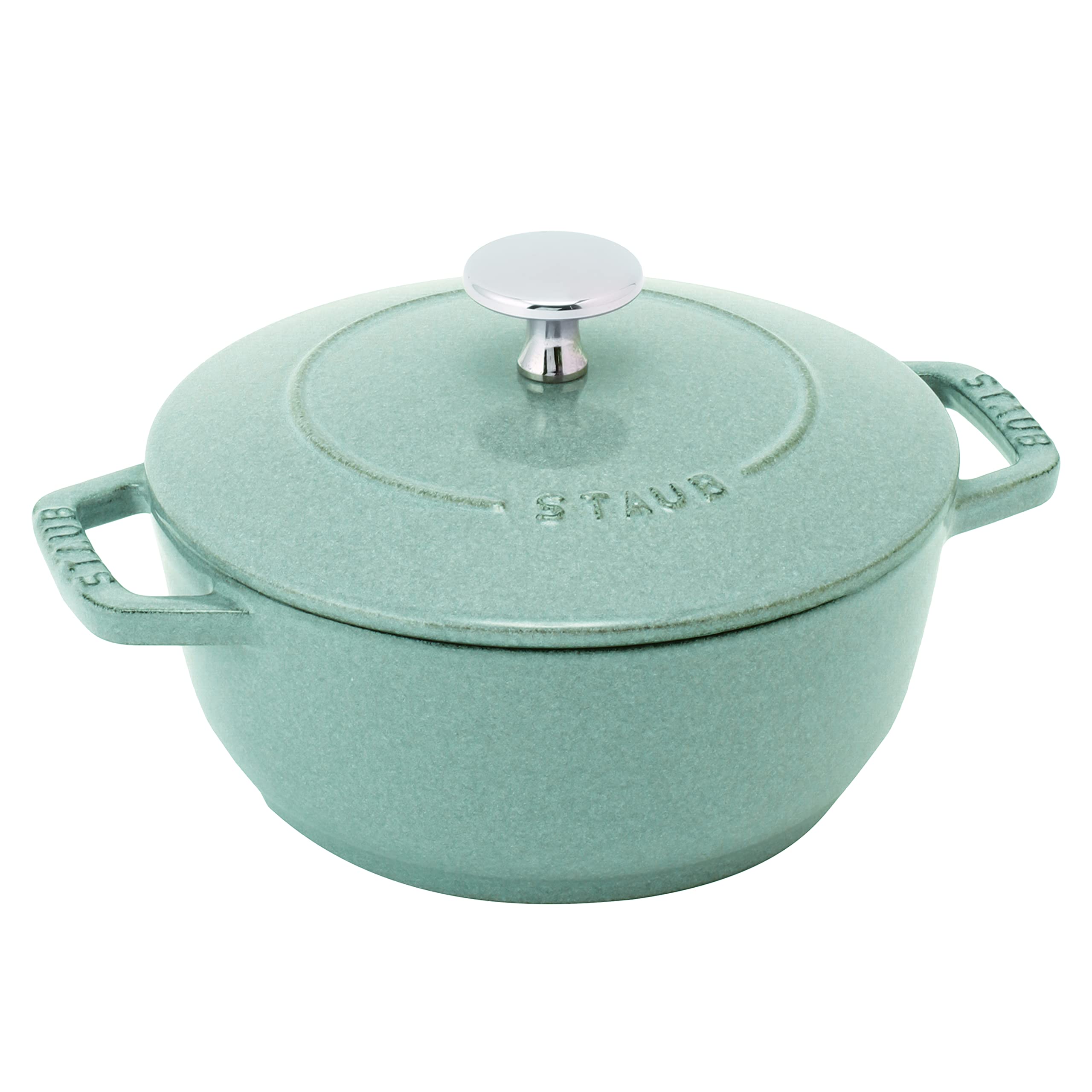 Staub Wa-NABE 40508-864 Enameled Cast Iron Pot, 7.9 inches (20 cm) Double Handed Rice Cooker, Sage Green, Induction Compatible - Perfect for Japanese Hot Pot, Rice Cooking & Serving Dishes