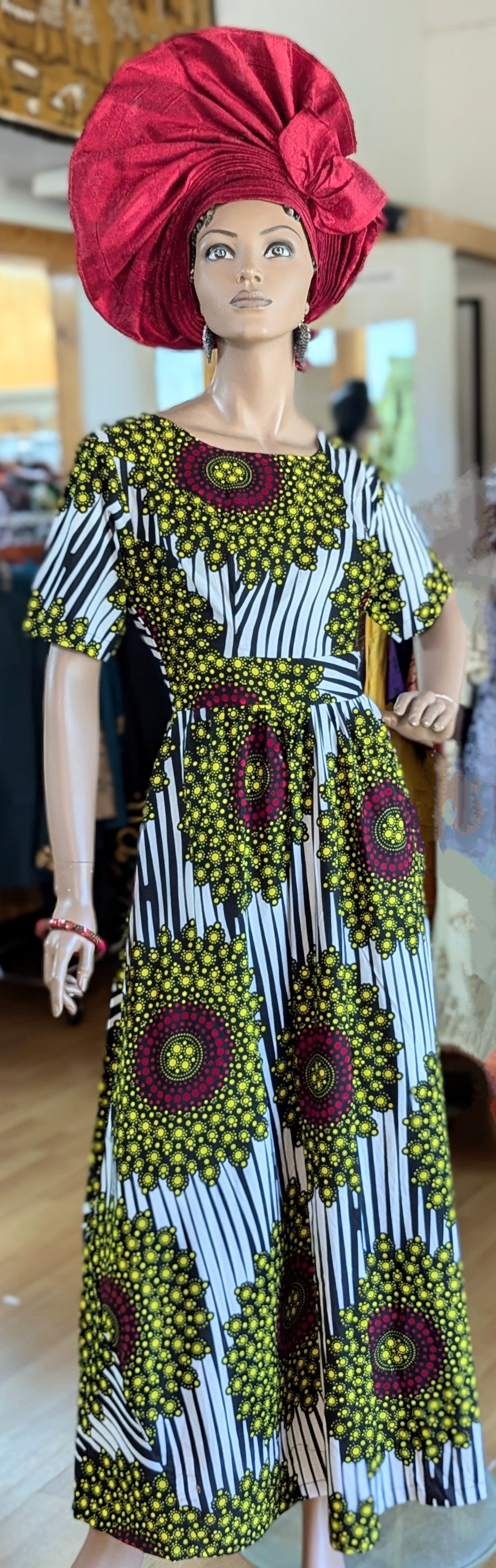 Dupsie's Alua's Radiance African Print Maxi Dress DP9111D - Stylish Floral Long Dress for Women, Perfect for Weddings, Parties & Summer Vacations