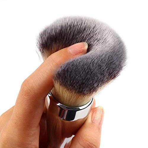 MeeTo 1 Piece Soft Bristle Makeup Brush for Blush & Powder - Silver | Professional Cosmetic Tool for Flawless Face Makeup Application | Perfect for Daily Use, Travel & Professional Makeup Kits