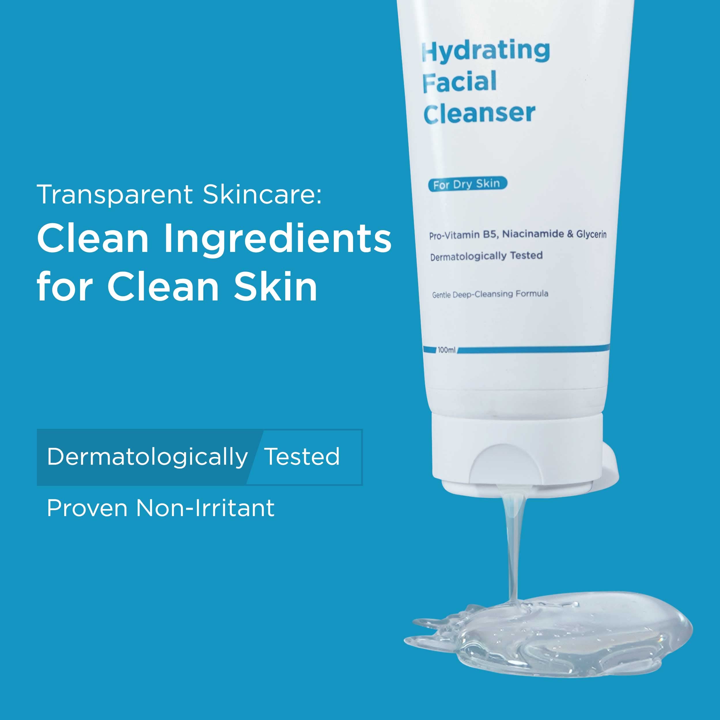 Hydrating Face Wash for Dry Skin - Gentle Cleanser with Niacinamide & Glycerin - for Daily Skincare Routine
