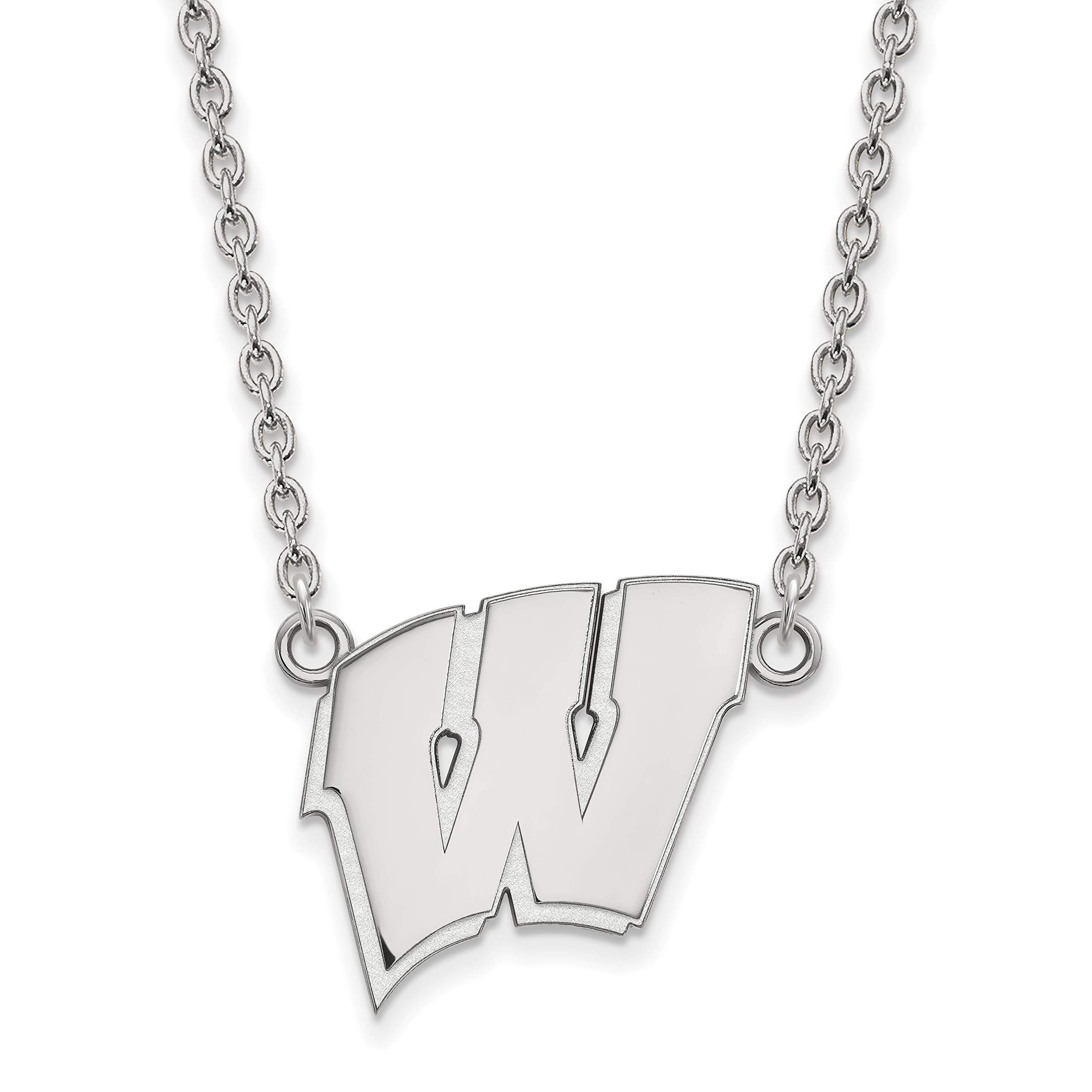 Wisconsin Badgers Sterling Silver Letter Logo Pendant Necklace - Perfect for Game Day, School Pride & Alumni Gifts