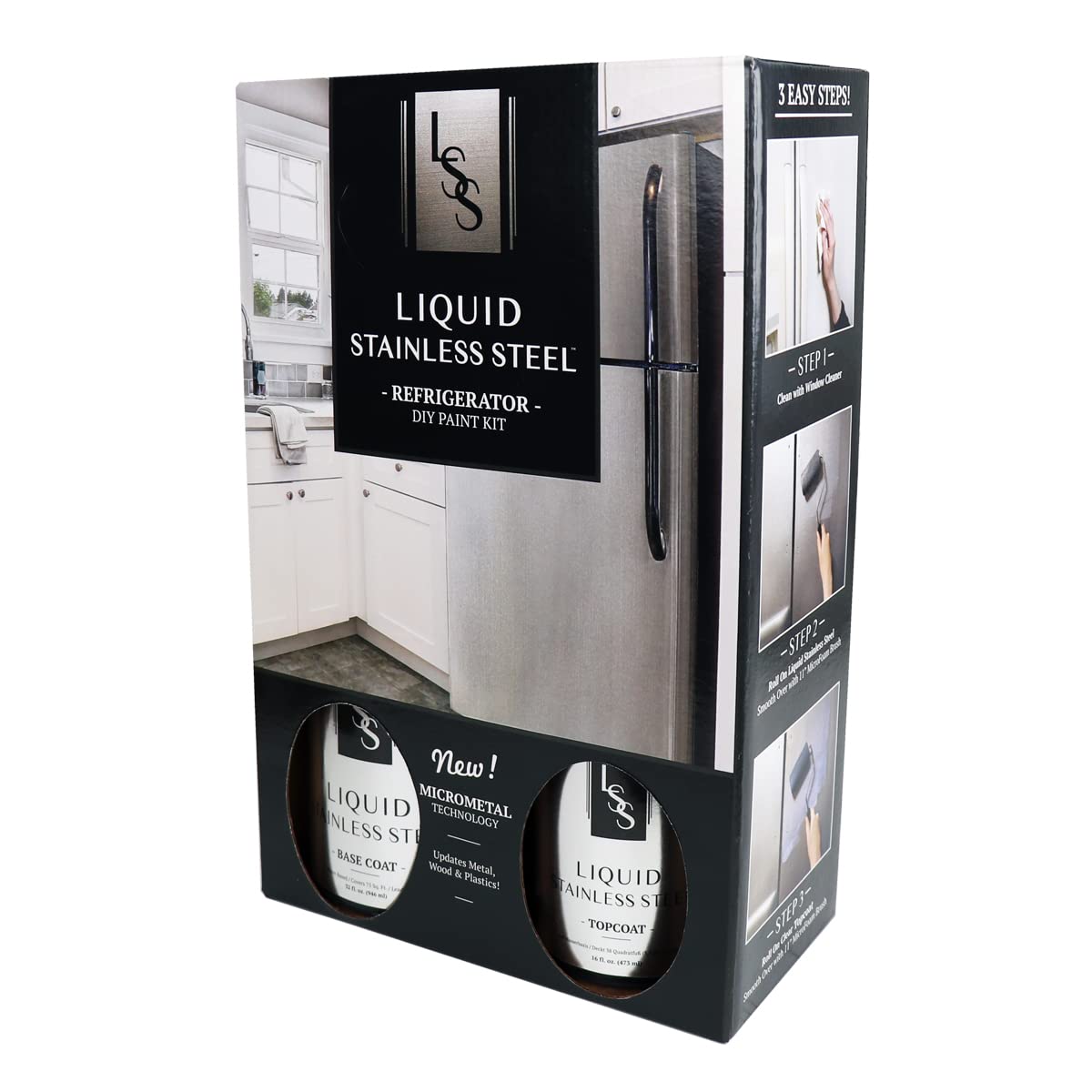 Premium Liquid Stainless Steel Fridge Kit - DIY Appliance Makeover for Kitchens, Offices & Dorms - Easy Peel & Stick Upgrade for Refrigerators, Dishwashers & More