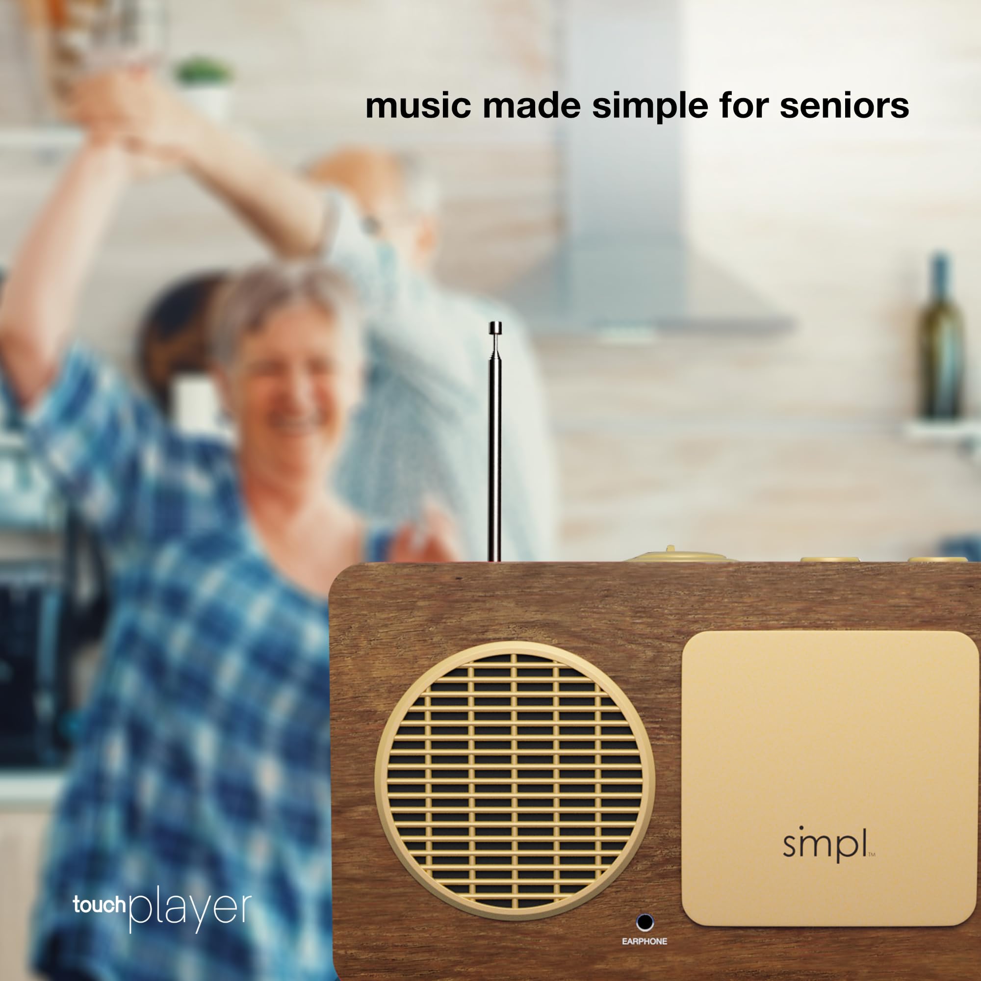 Retro Wooden SMPL One-Touch MP3 Player & FM Radio - 4GB USB with 40 Classic Hits, High-Quality Sound for Audiobooks & Music | Perfect for Home, Office & Travel | Durable Design with Live Tech Support (Red)
