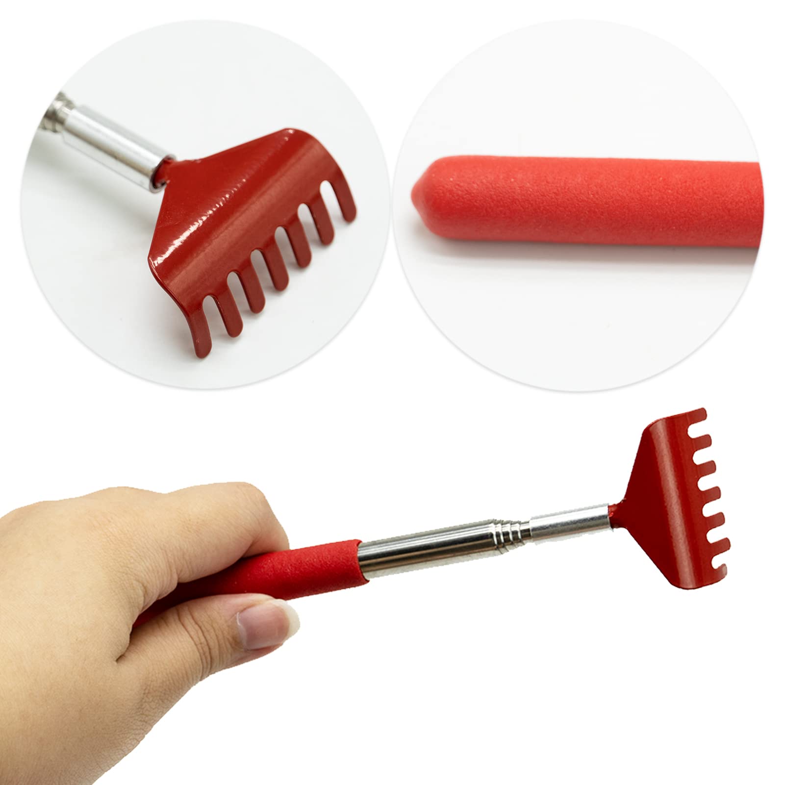 Premium Stainless Steel Telescopic Back Scratcher - Extendable Massage Tool for Itch Relief | Portable & Adjustable Handle for Men & Women | Perfect for Home, Office, Travel & Gift Giving (Red)