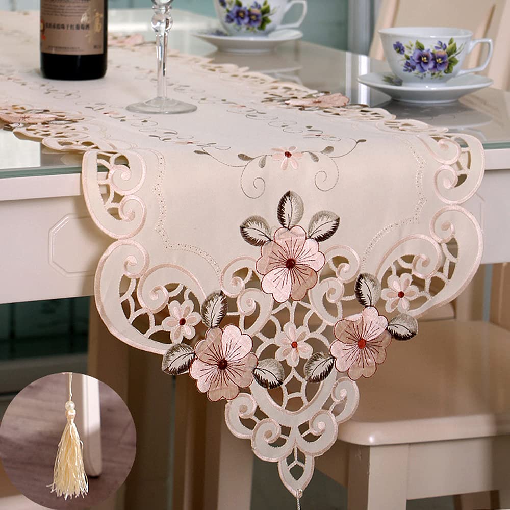 Elegant Embroidered Polyester Table Runner - Country Style Wedding Party Decor for Outdoor Dining & Special Occasions