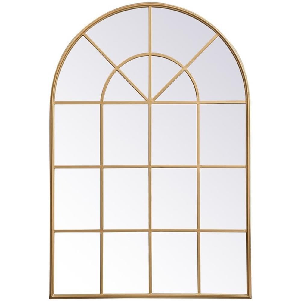 Vintage Brass Windowpane Mirror 53x36