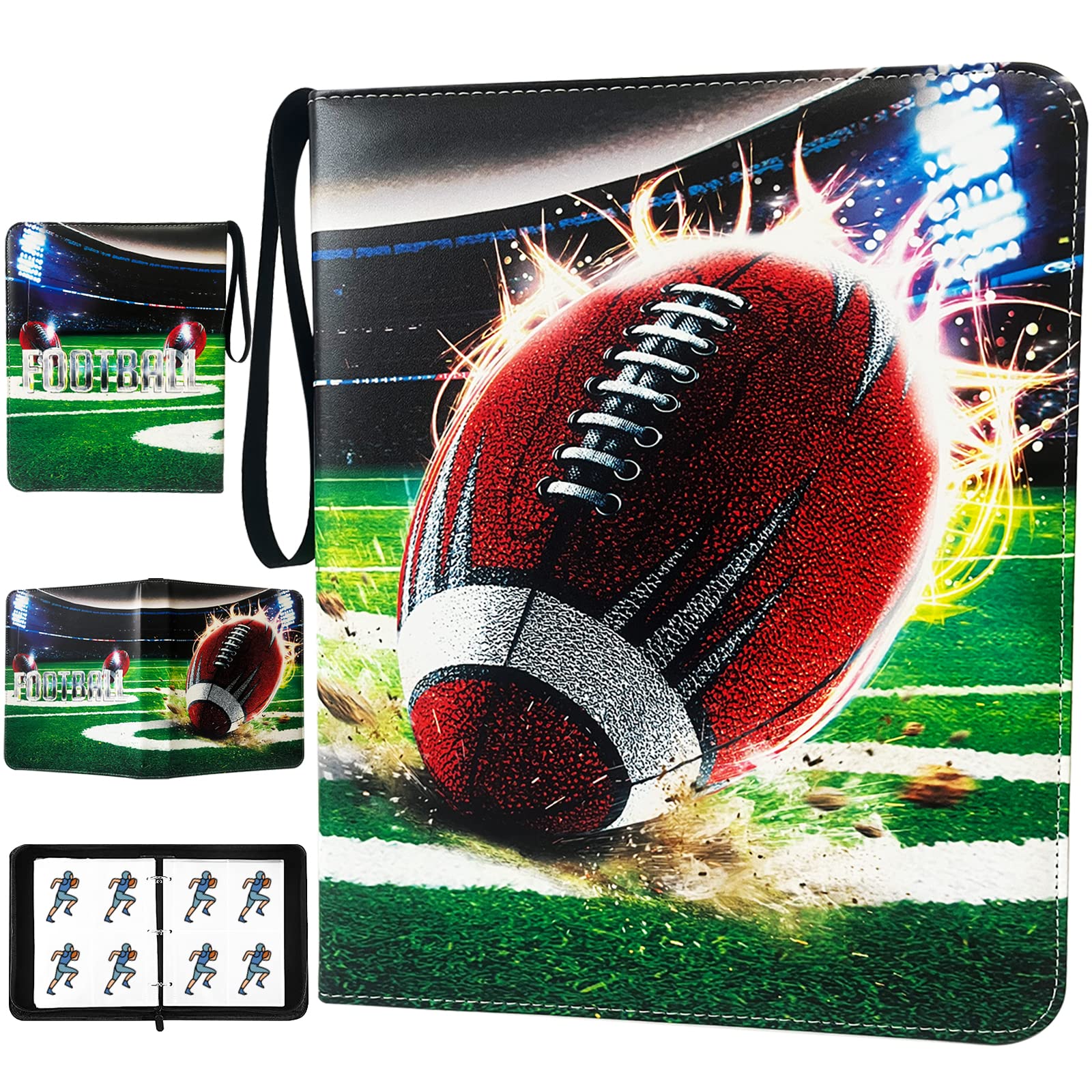 400 Pocket Football Trading Card Binder - 4-Pocket Collector Album with 50 Removable Sleeves | Sports Card Storage Organizer for Football, Baseball, Basketball & TCG Cards | Perfect for Collectors, Tournaments & Display