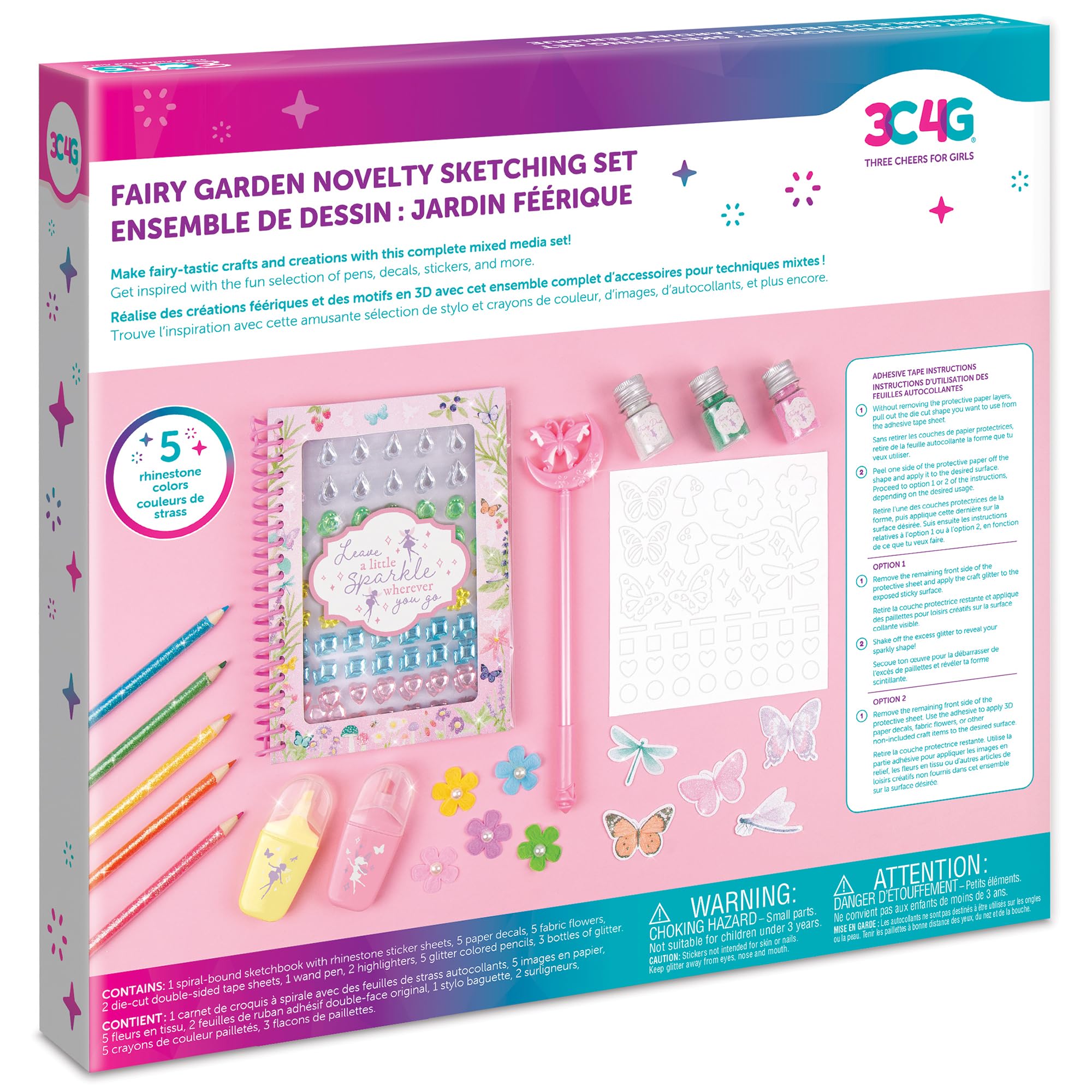 Make It Real 3C4G: Fairy Garden Sketching Art Set - 24-Piece Craft Kit for 3D Art Creations, Mixed Media Supplies for Tweens & Kids Ages 8+ | Perfect for DIY Projects, Birthday Gifts & Creative Playtime