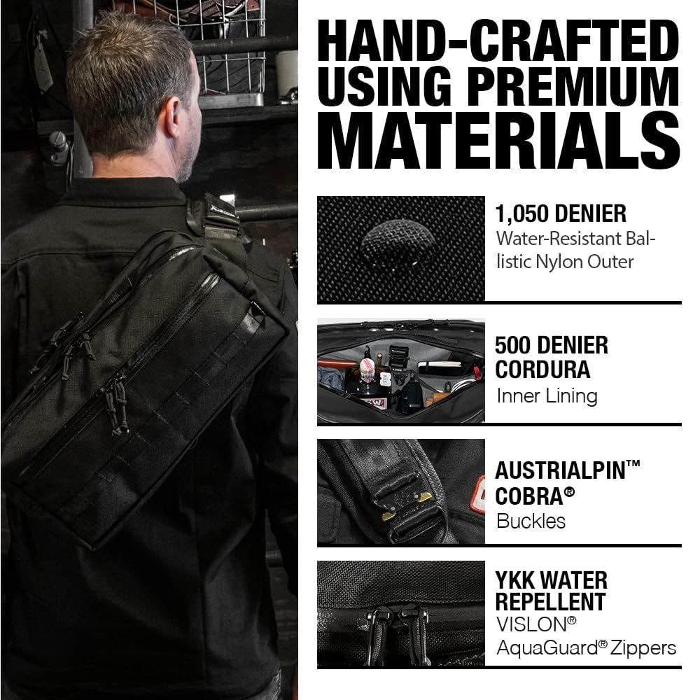 DEFY Ballistic Nylon Crossbody Sling Bag for Men - 10.5L Utility Shoulder Bag with 13
