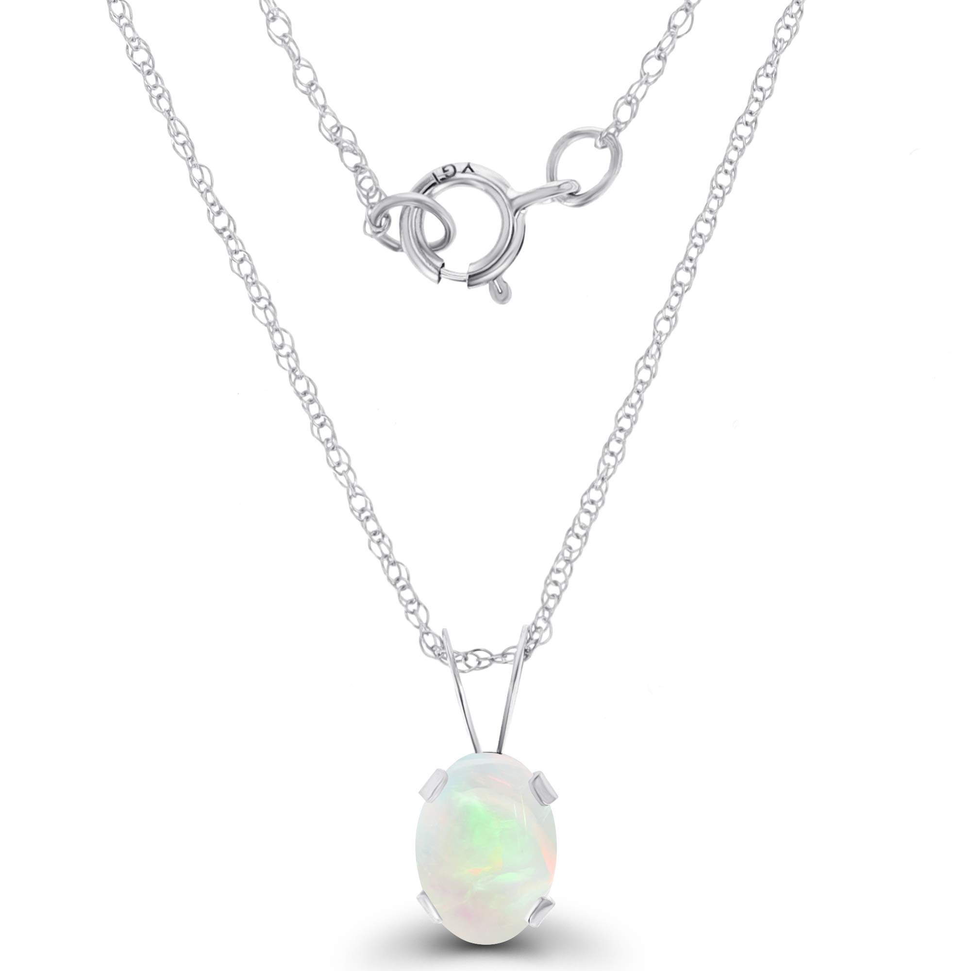 14K Yellow, White, or Rose Gold 7x5mm Oval Genuine/Created Birthstone Necklace with 18
