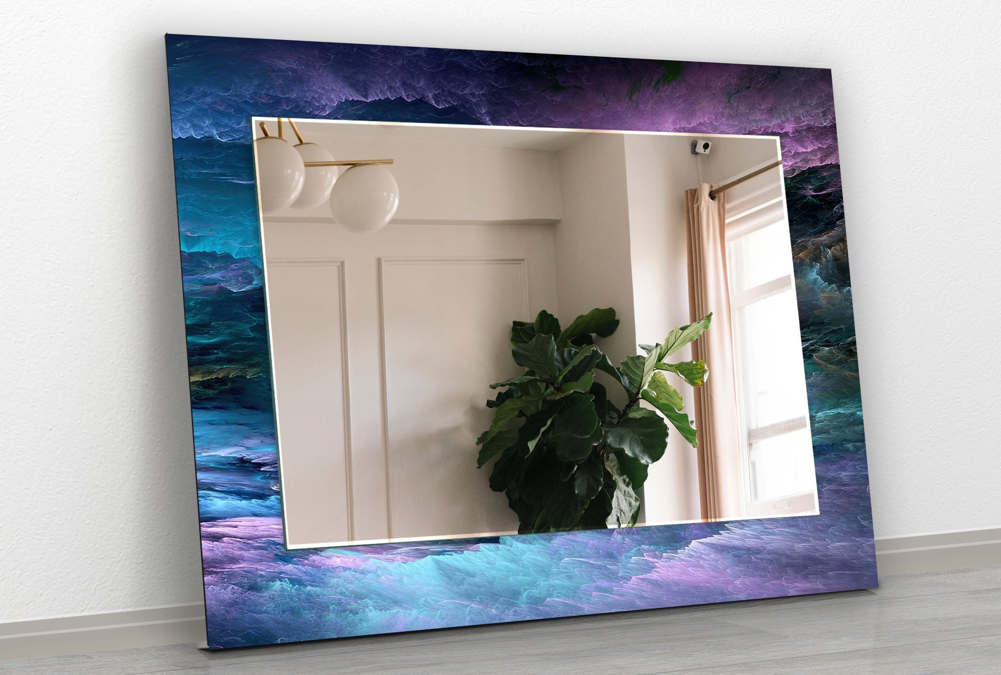 Stylish Blue and Purple Wall Mirrors for Home Decor - Elegant Round & Rectangular Designs for Living Room, Bedroom, or Bathroom