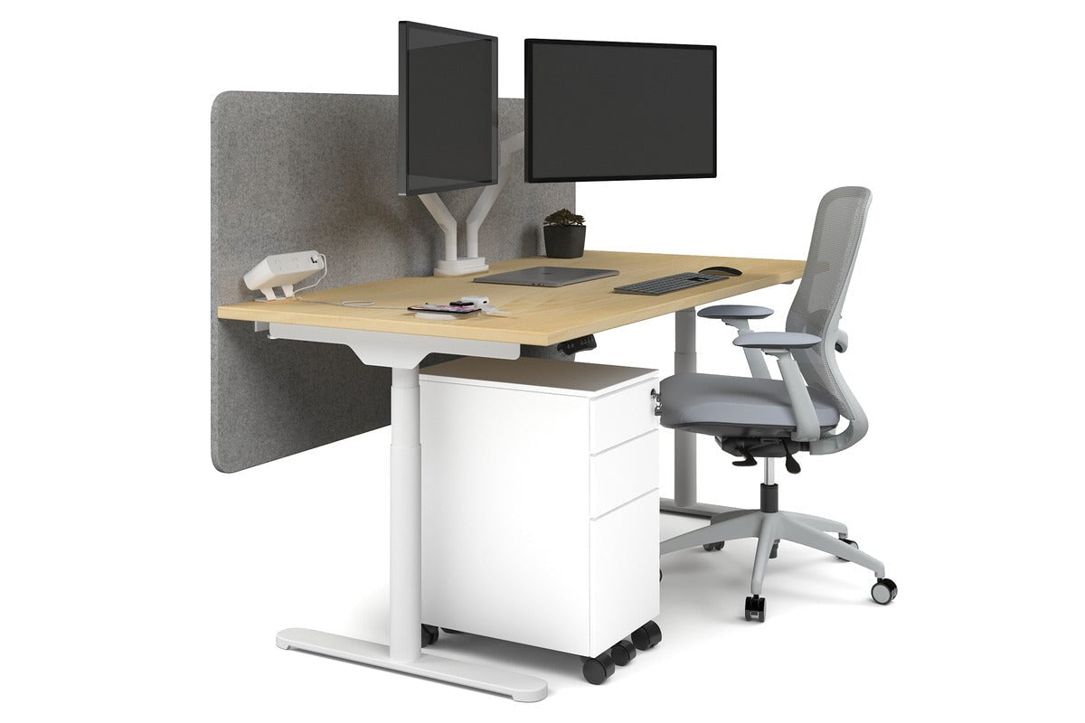 Flexi Premium Height Adjustable Single Workstation Desk - 1600L x 800W with Cable Management Scallop | Ergonomic Standing Desk for Home Office & Workspace