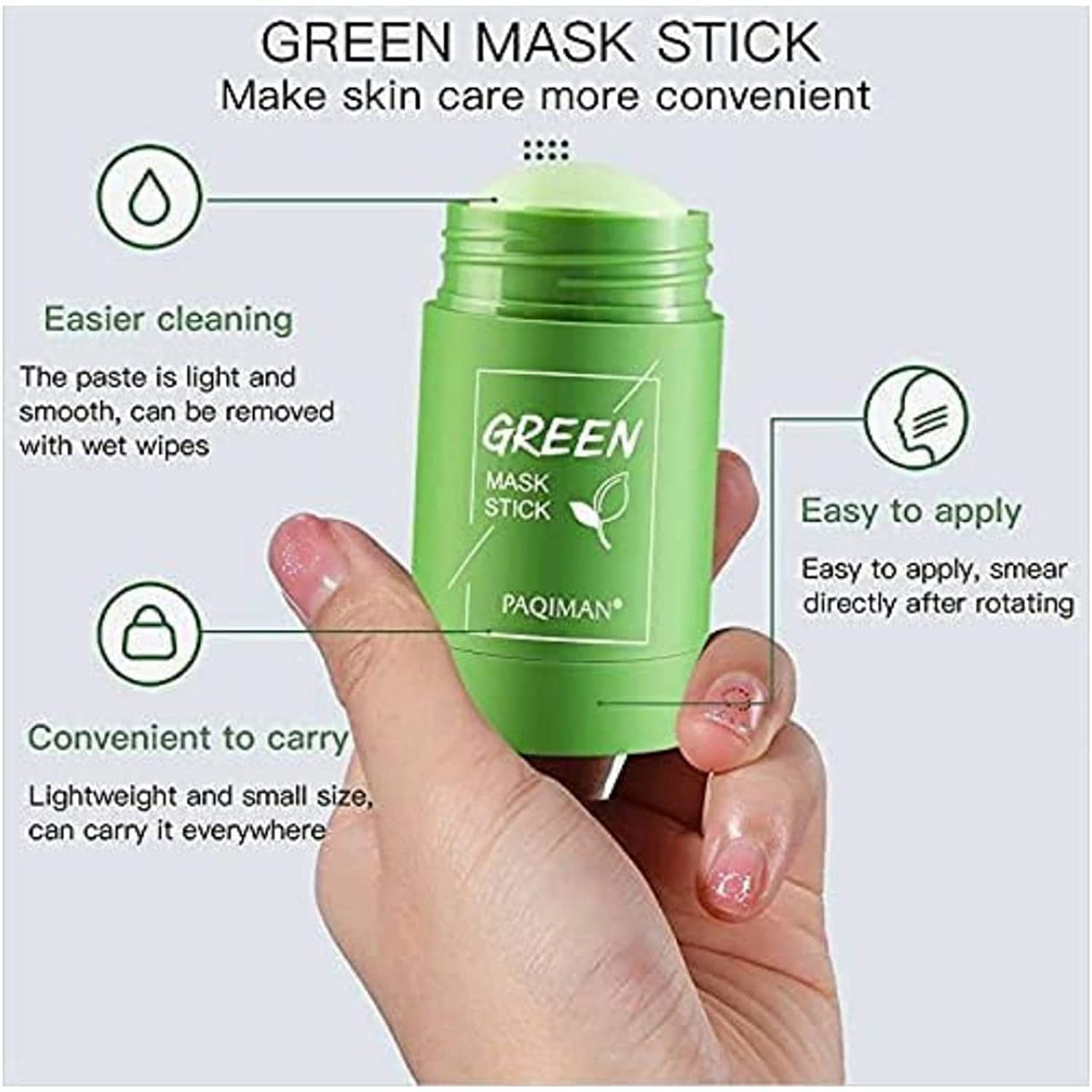 Lusty Soul 3-in-1 Air Mushroom Head Air Cushion Cream - Moisturizing Foundation (20g) with Green Tea Purifying Clay Oil Control Face Stick Mask (50g) & Jade Double Ended Massager Roller - Perfect for Daily Skincare Routine, Makeup Application, and Facial Massage Therapy